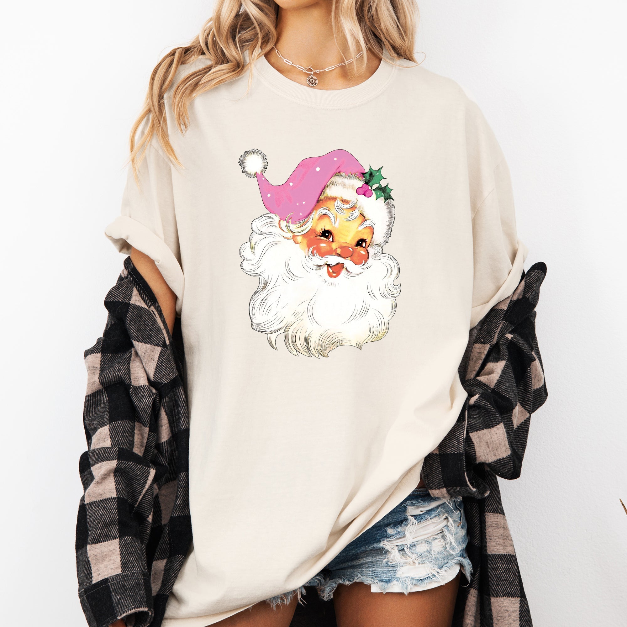 Retro Santa Classic Twinkle Xmas Winter Holiday Vintage Christmas Cheer Comfort Colors Tee