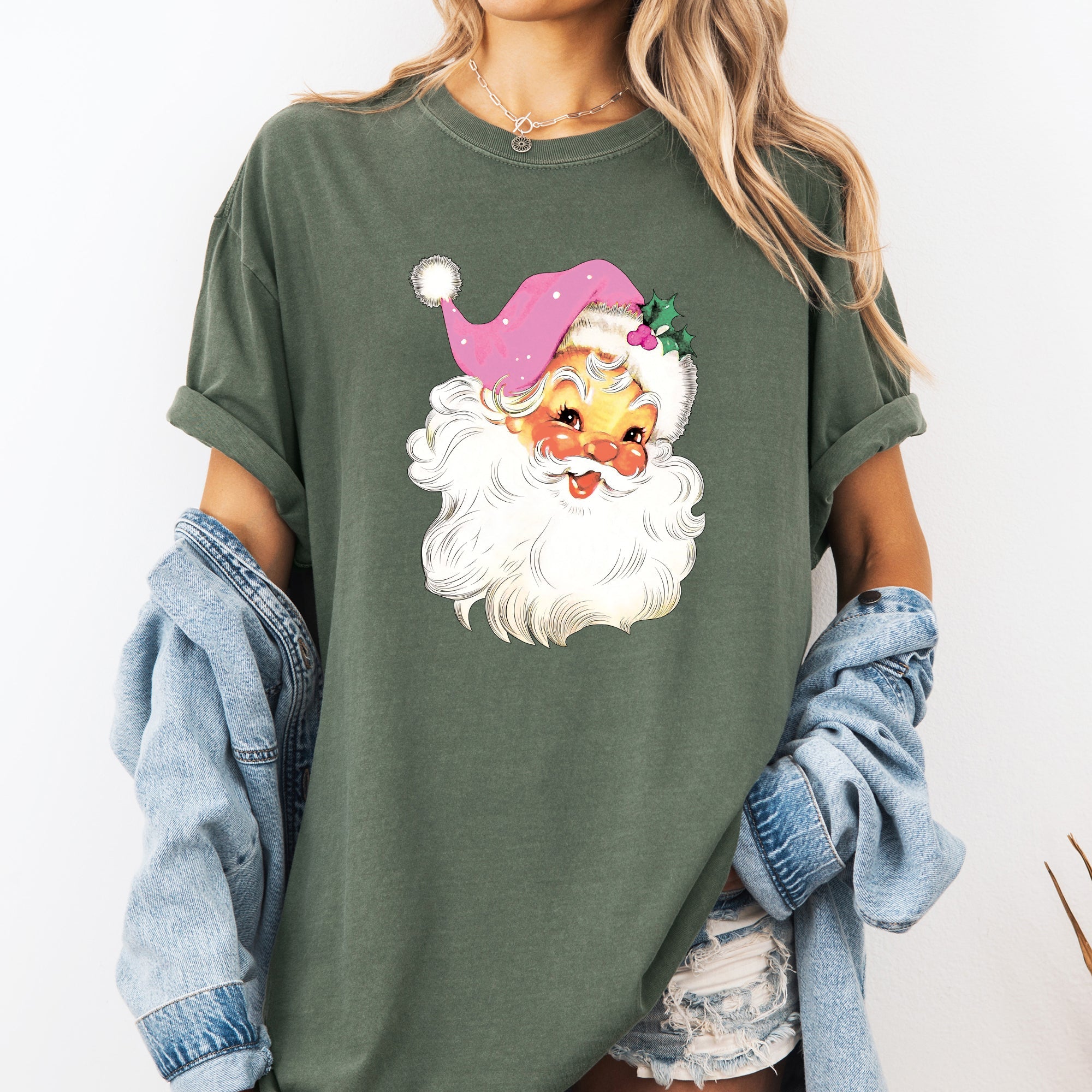 Retro Santa Classic Twinkle Xmas Winter Holiday Vintage Christmas Cheer Comfort Colors Tee