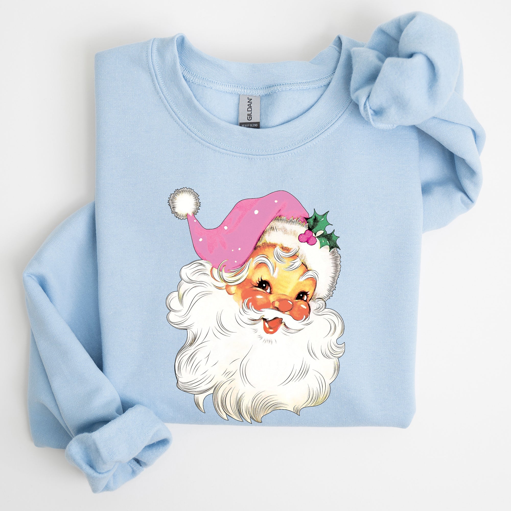 Retro Santa Pink Classic Twinkle Christmas Winter Xmas Holiday Festive Cheer Sweatshirt