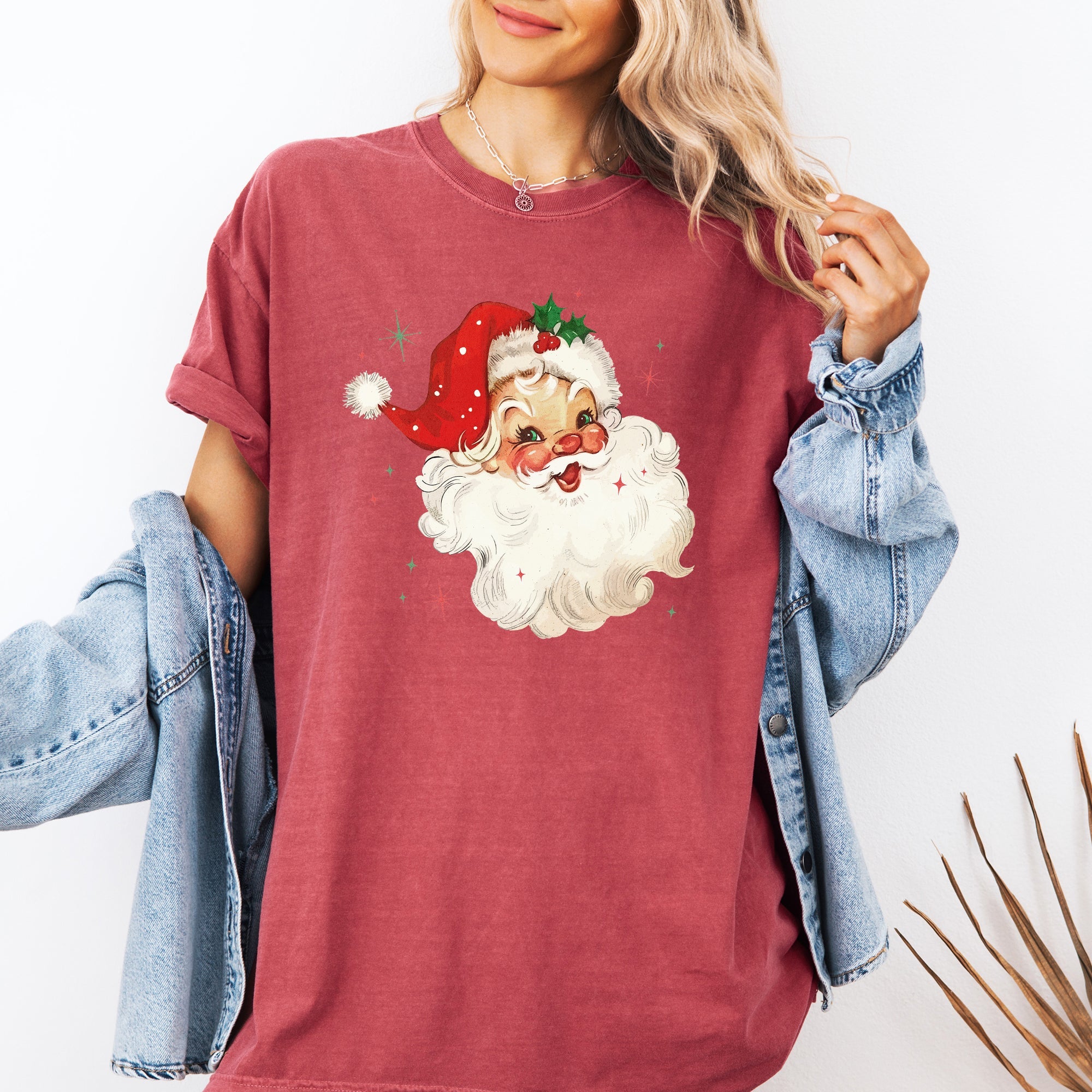 Retro Santa Christmas Sparkles Vintage Winter Snow Xmas Festive Premium Graphic Tee