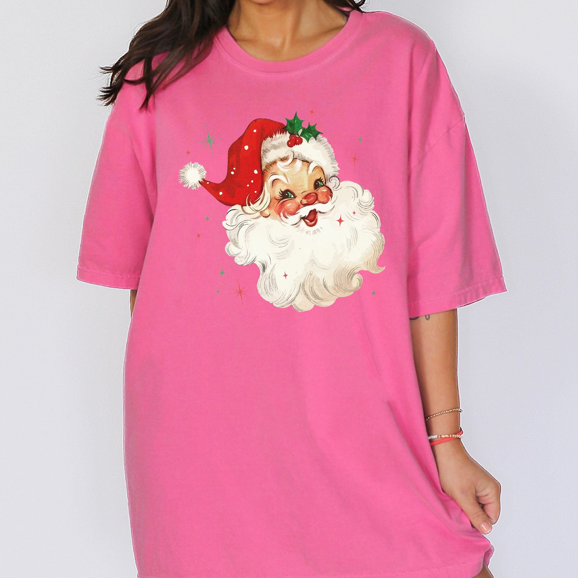 Retro Santa Christmas Sparkles Vintage Winter Snow Xmas Festive Premium Graphic Tee