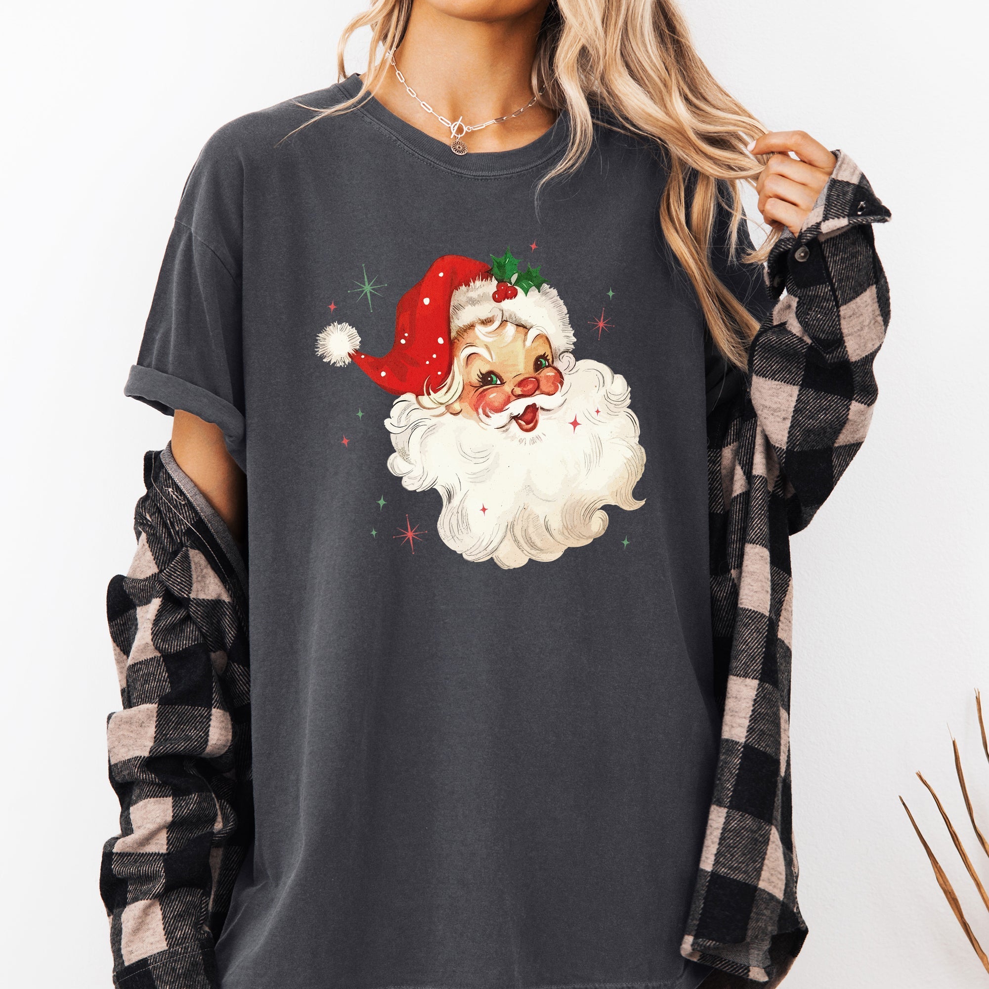 Retro Santa Christmas Sparkles Vintage Winter Snow Xmas Festive Premium Graphic Tee