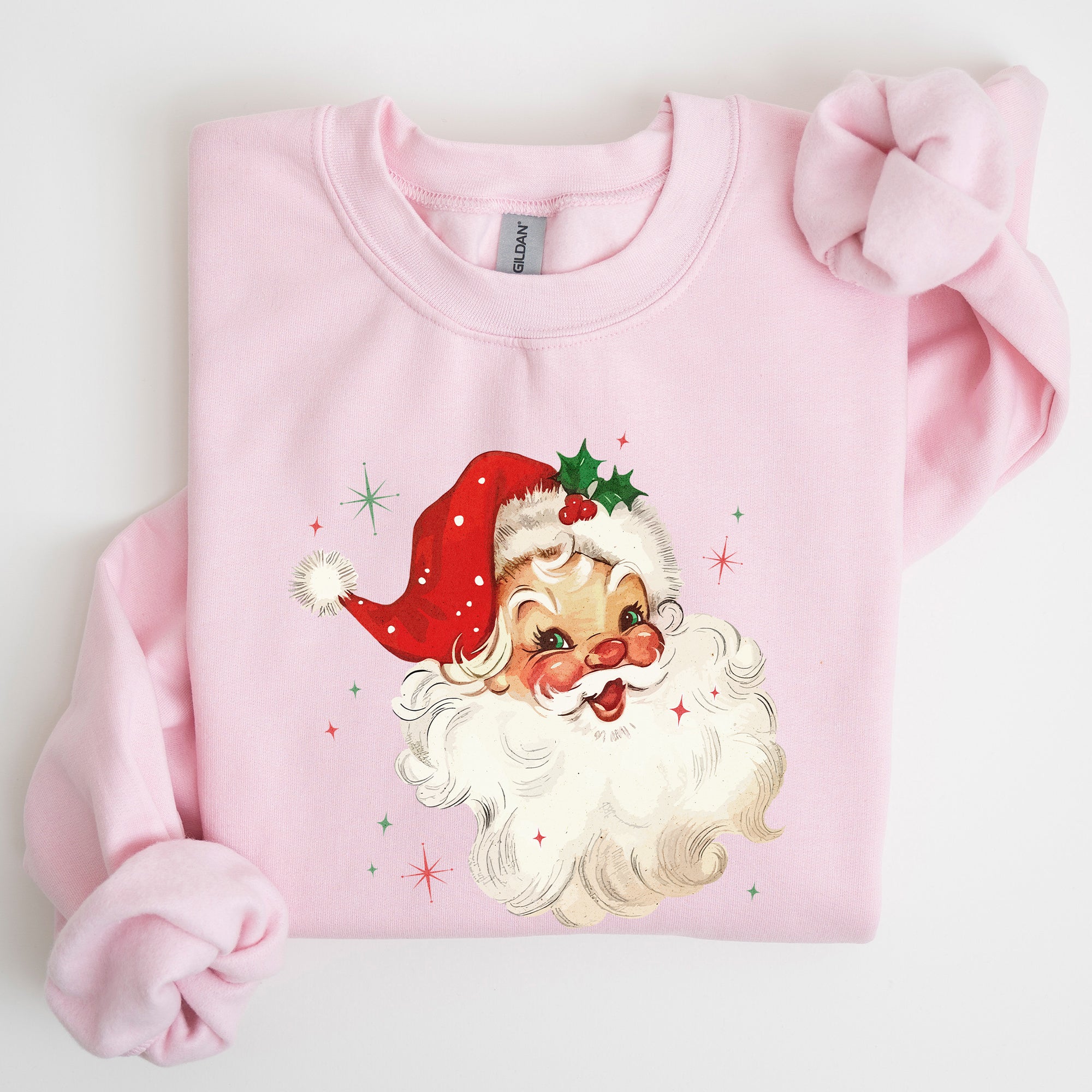 Retro Santa Red Christmas Sparkles Vintage Winter Snow Xmas Seasonal Graphic Sweatshirt