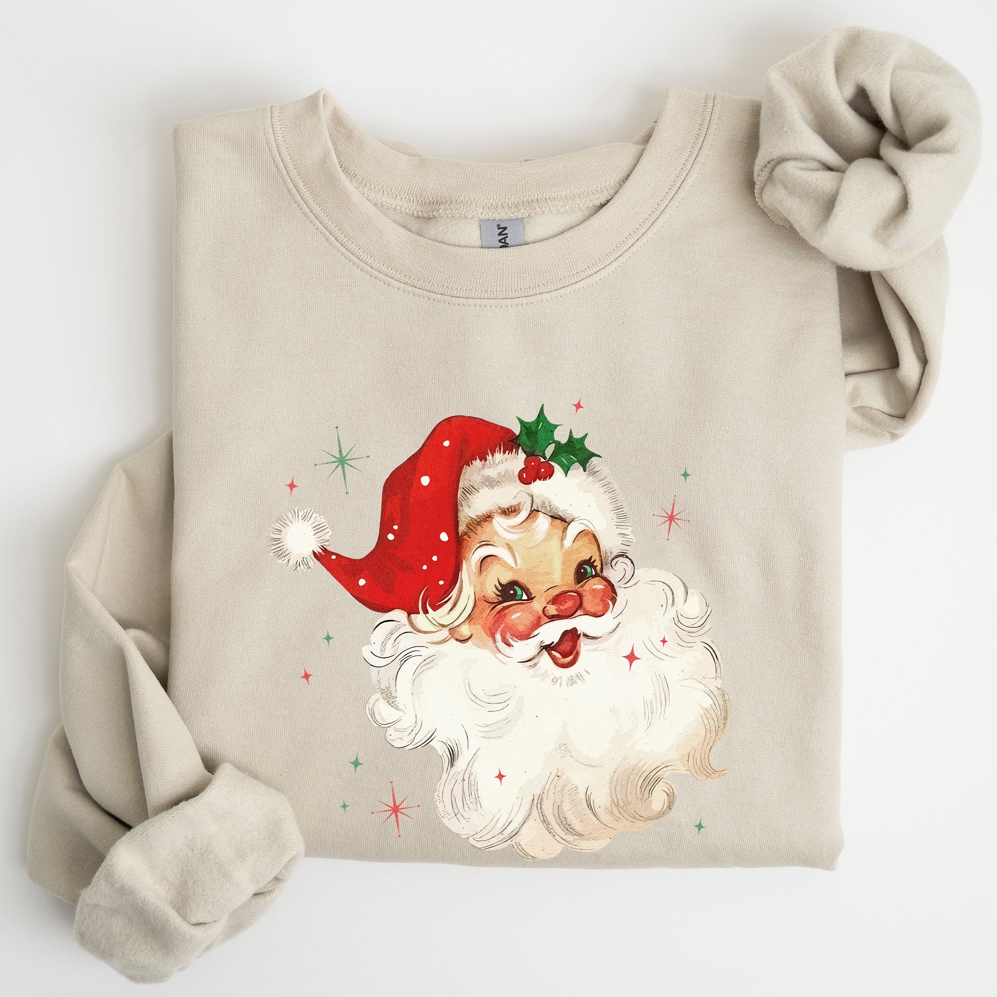 Retro Santa Red Christmas Sparkles Vintage Winter Snow Xmas Seasonal Graphic Sweatshirt