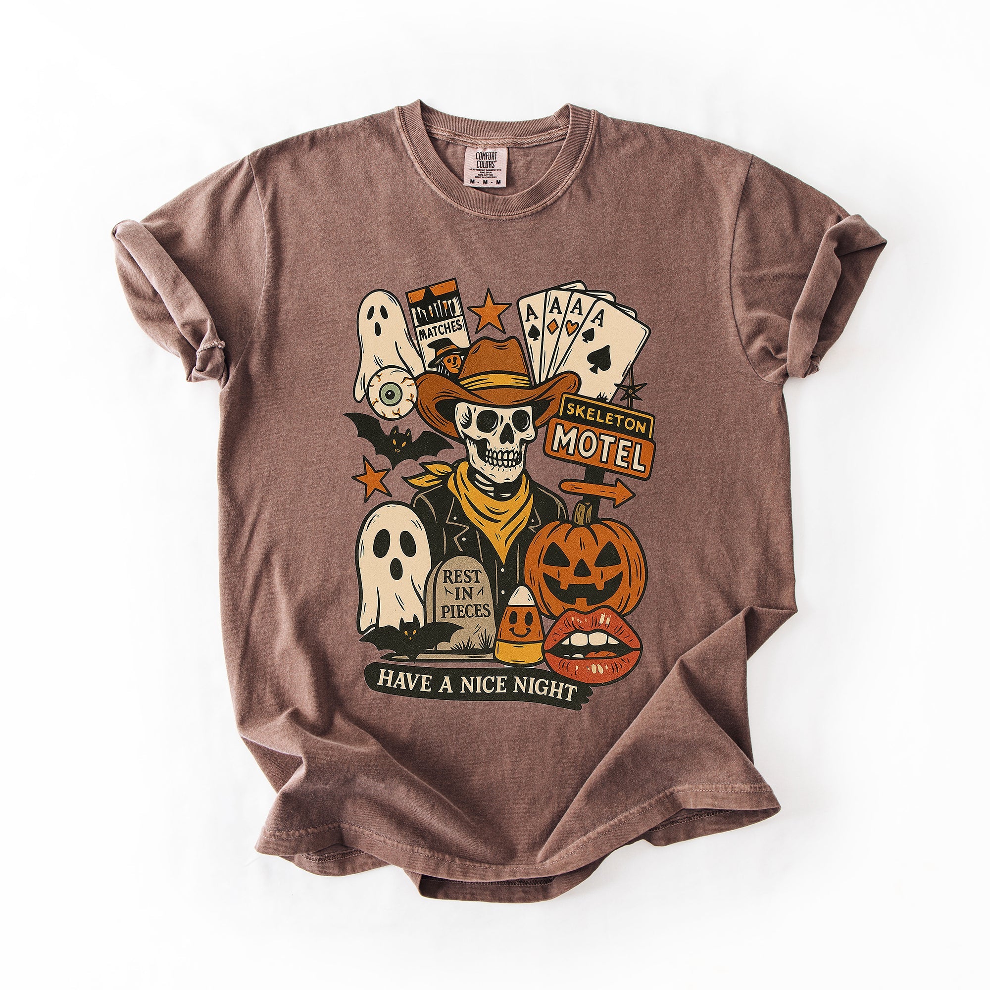 Retro Skeleton Motel Classic Vintage Halloween Night Edition Deluxe Collectible Comfort Colors Tee