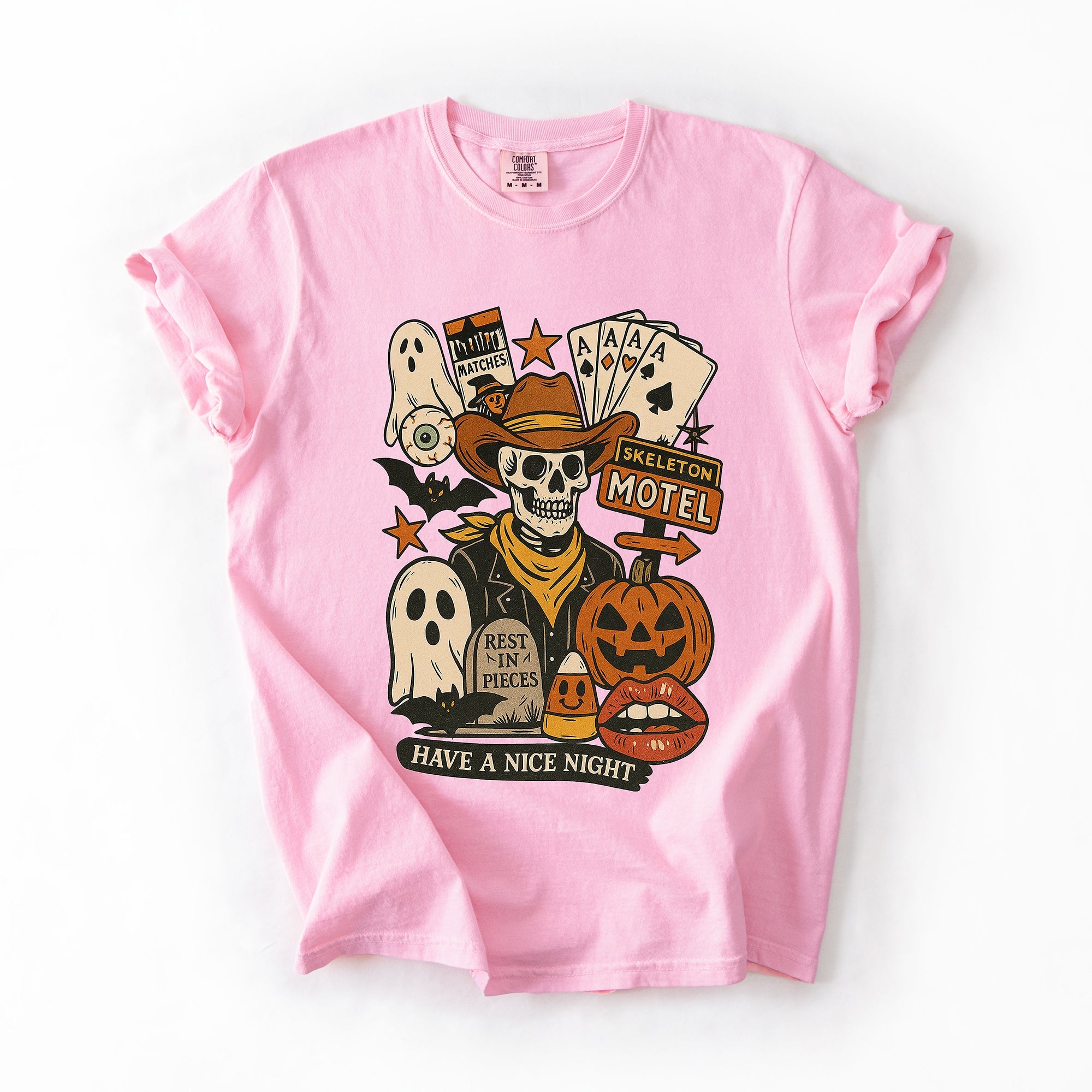 Retro Skeleton Motel Classic Vintage Halloween Night Edition Deluxe Collectible Comfort Colors Tee