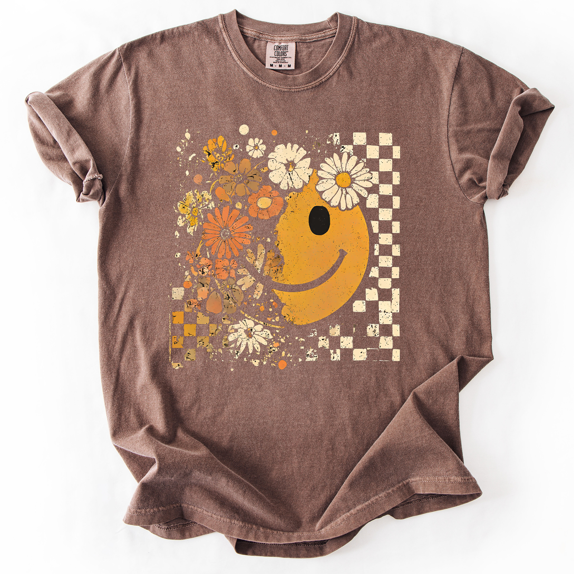 Mama Leopard Pumpkin Pattern Watercolor Bouquet Retro Smiley Halloween Autumn Flowers Comfort Colors Tee