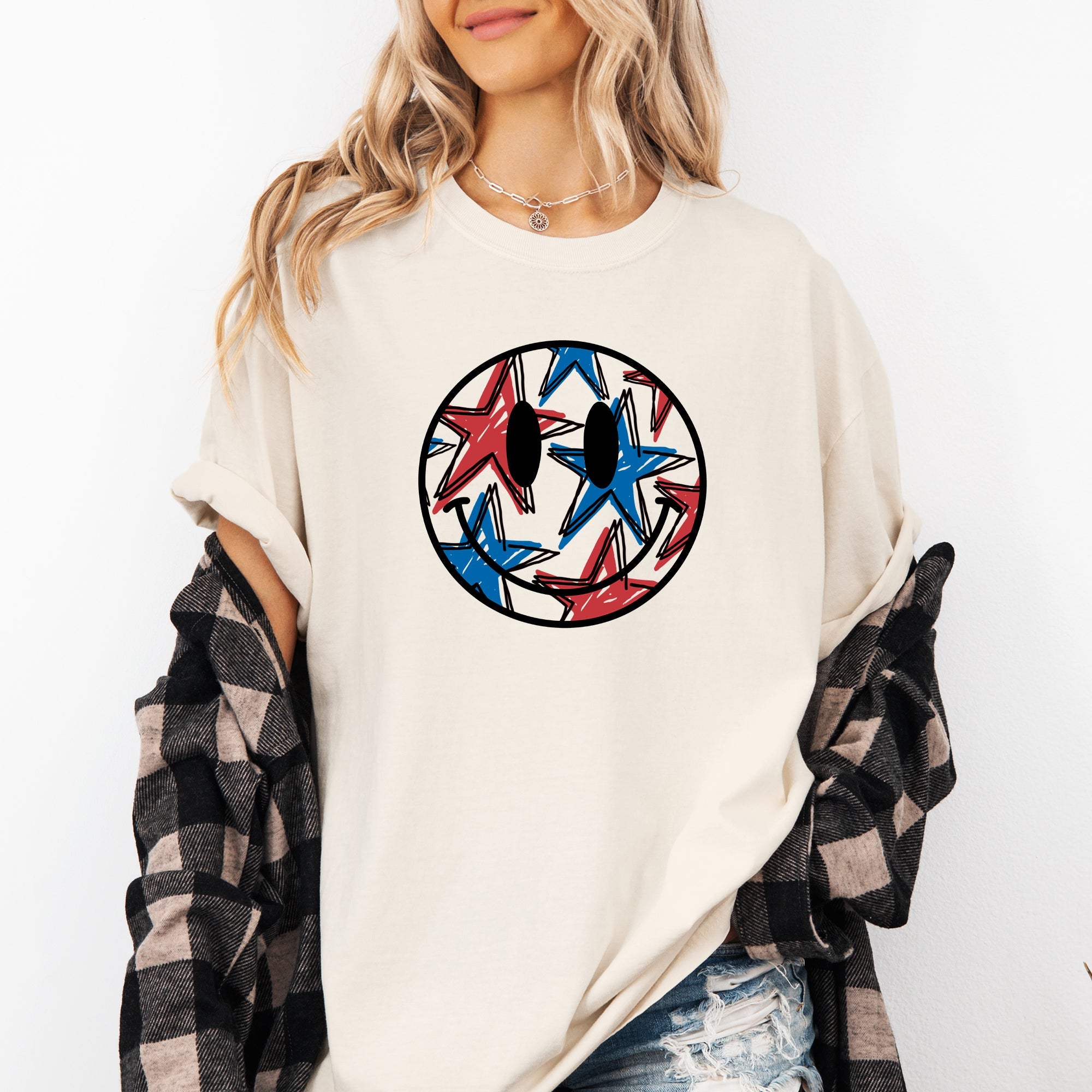 Retro Smiley Patriotic USA Fourth Of July Vintage Sunset Banner Design Edition Comfort Colors Tee