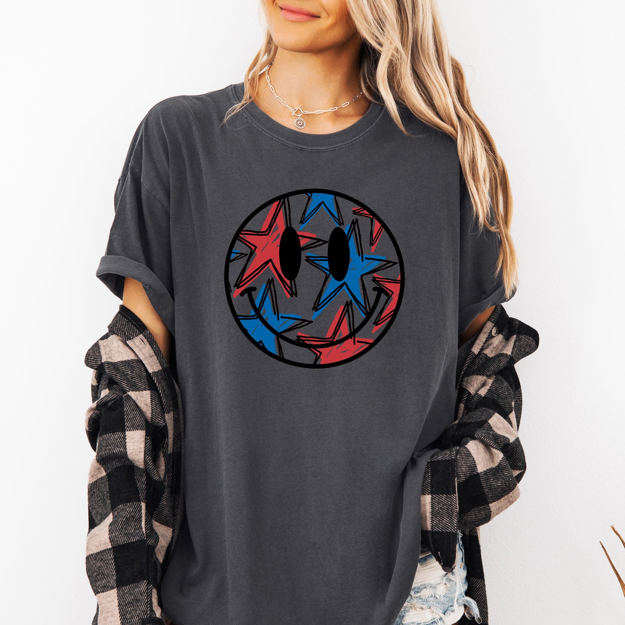 Retro Smiley Patriotic USA Fourth Of July Vintage Sunset Banner Design Edition Comfort Colors Tee