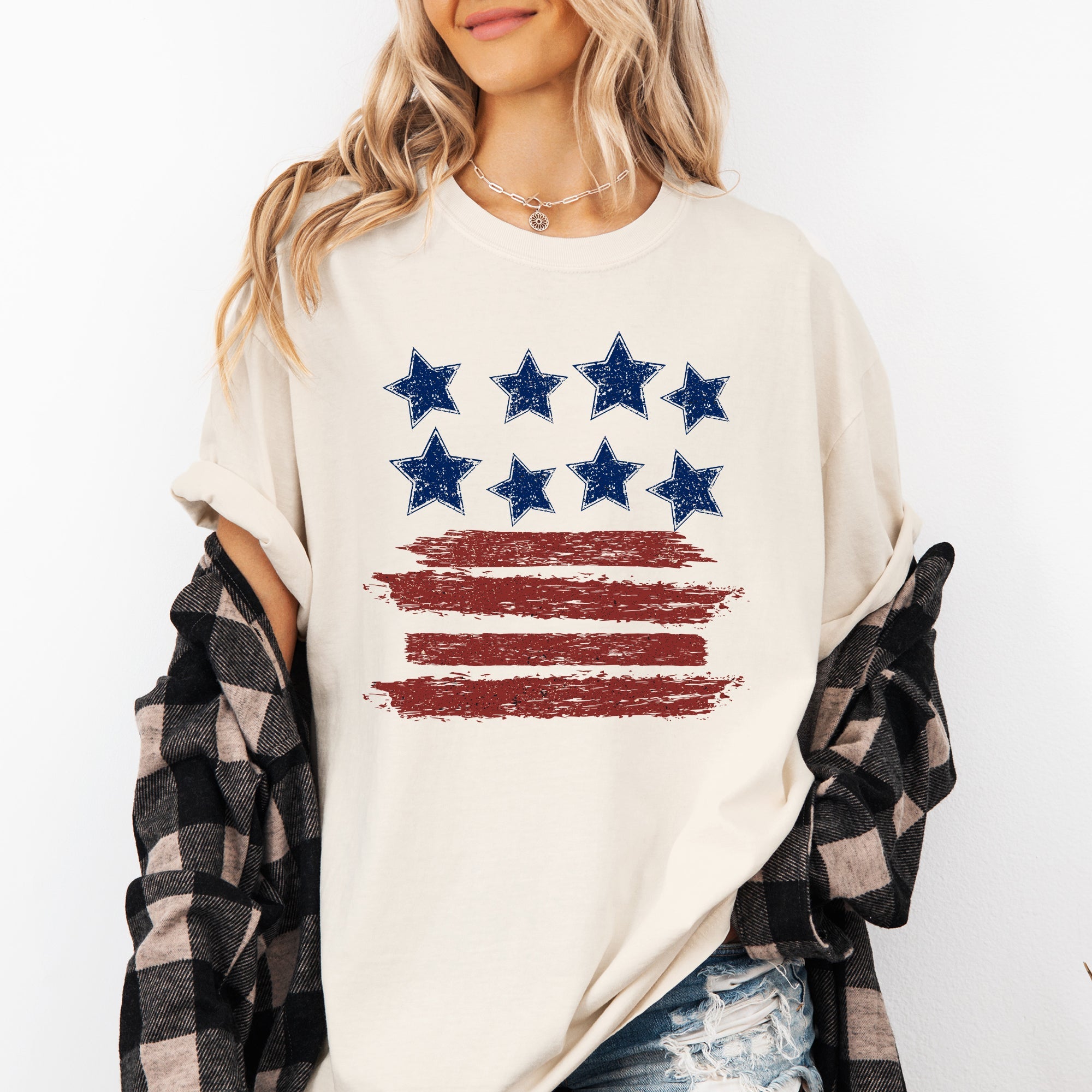 Retro Stars and Stripes Patriotic America Fourth of July Vintage Comfort Colors Tee