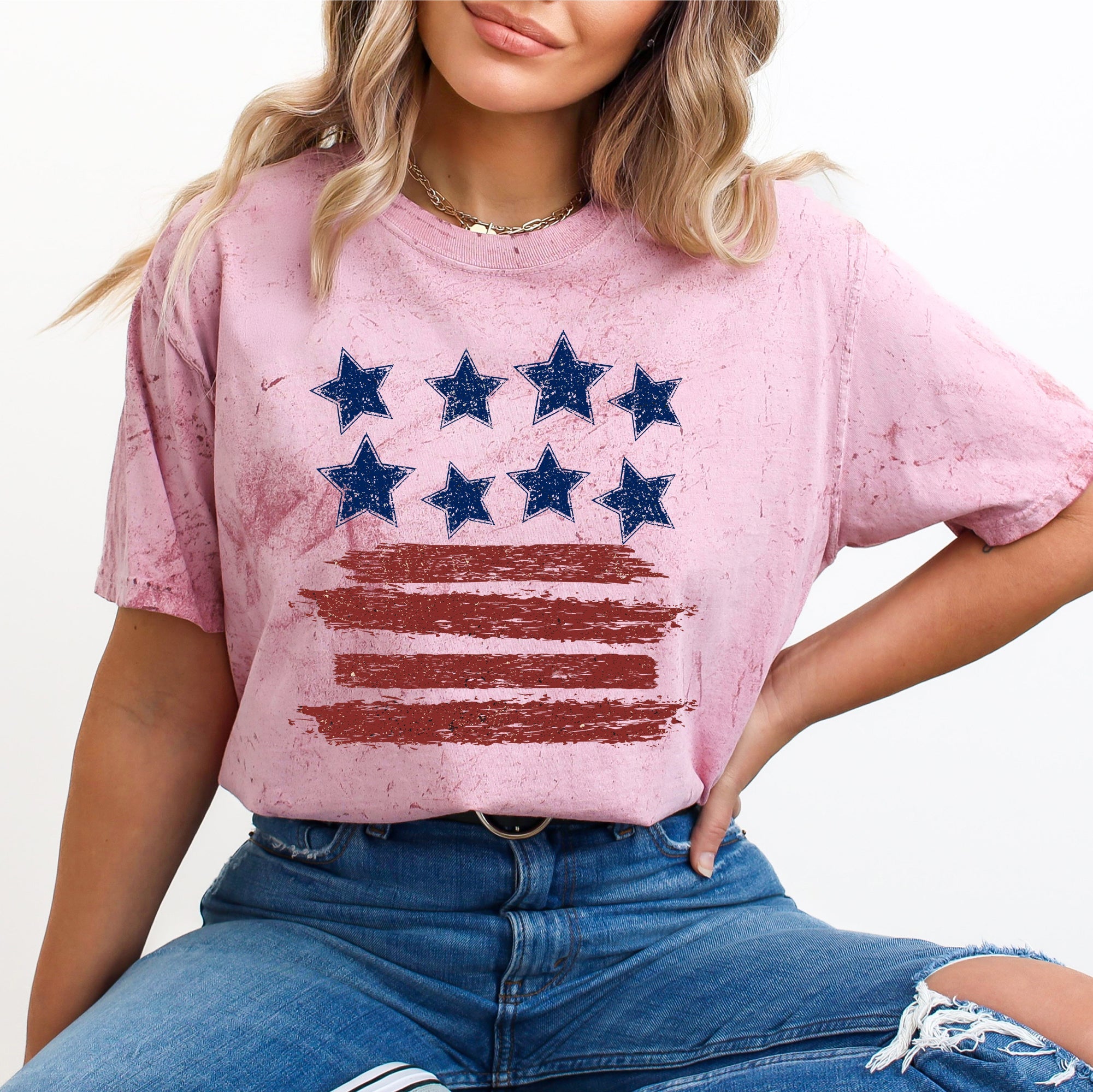 Retro Stars And Stripes Americana Pride Vintage Color Blast Premium Comfort Colors Tee