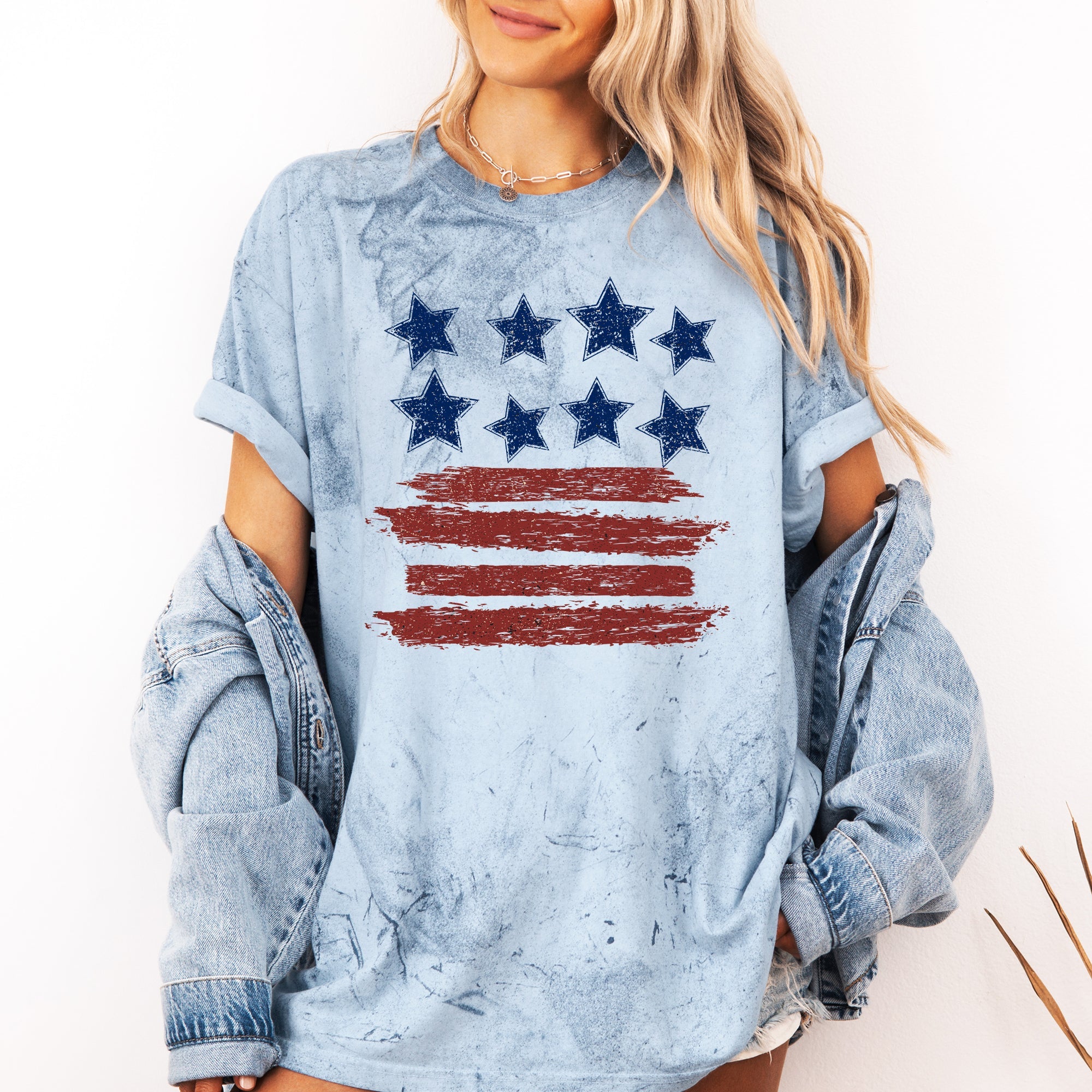 Retro Stars And Stripes Americana Pride Vintage Color Blast Premium Comfort Colors Tee