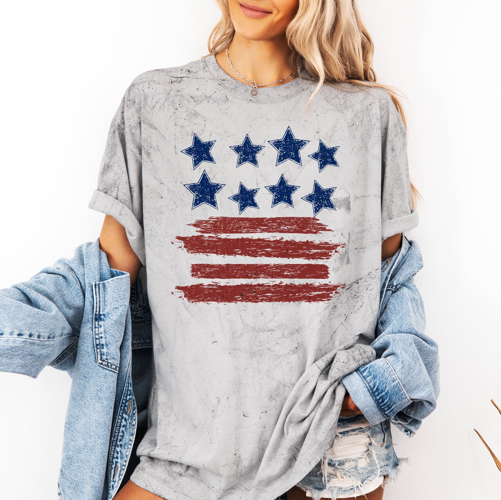 Retro Stars And Stripes Americana Pride Vintage Color Blast Premium Comfort Colors Tee