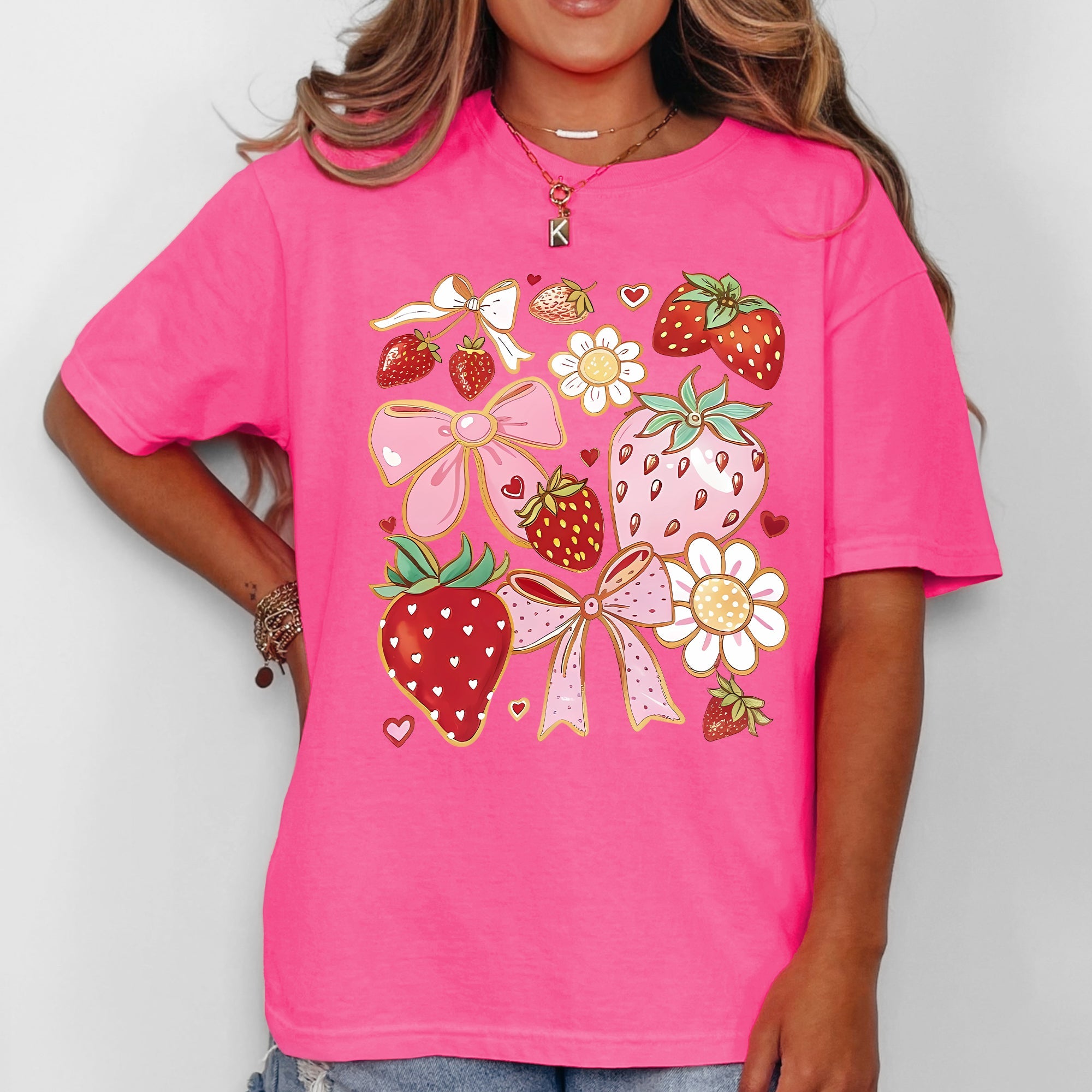 Retro Strawberries And Daisies Vintage Floral Print Pretty Nostalgic Summer Vibe Comfort Colors Tee