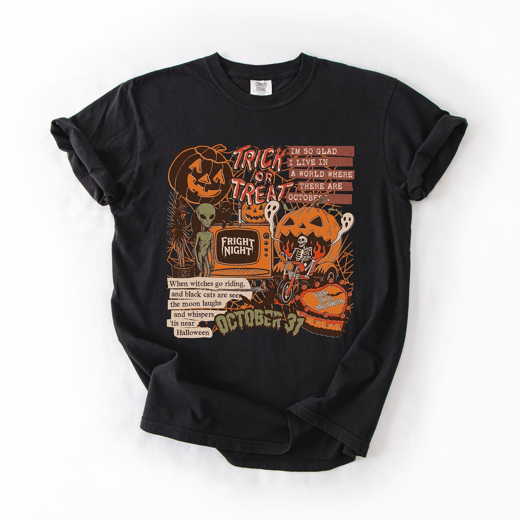 Retro Trick Or Treat Creep Halloween Spooky Vintage Inspired Classic Nostalgia Comfort Colors Tee