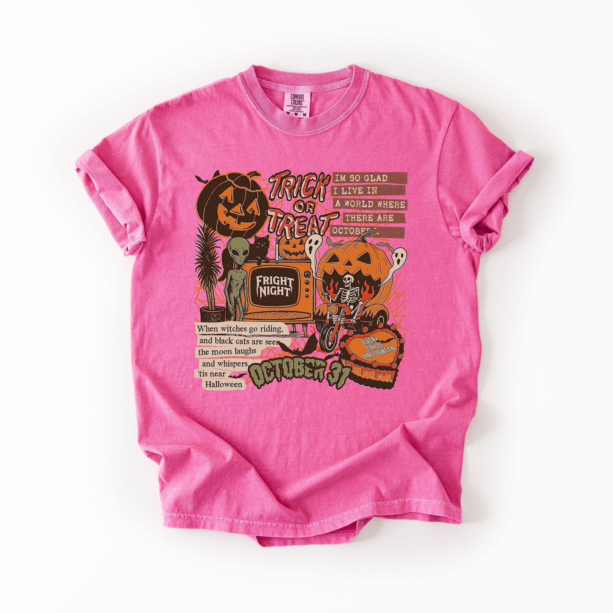 Retro Trick Or Treat Creep Halloween Spooky Vintage Inspired Classic Nostalgia Comfort Colors Tee