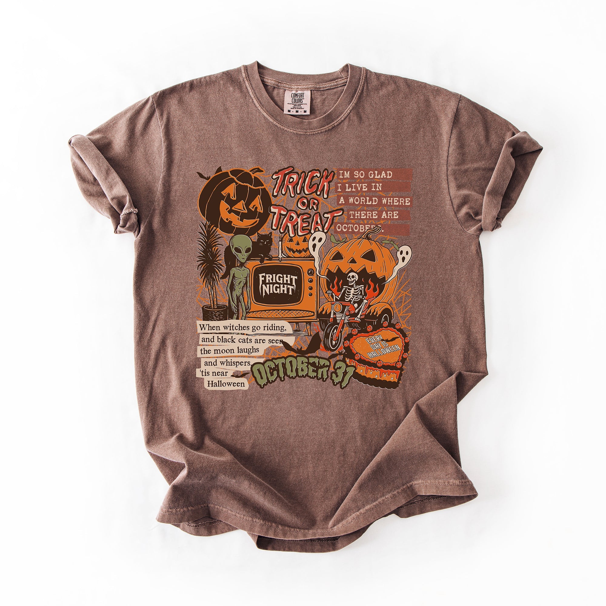 Retro Trick Or Treat Creep Halloween Spooky Vintage Inspired Classic Nostalgia Comfort Colors Tee