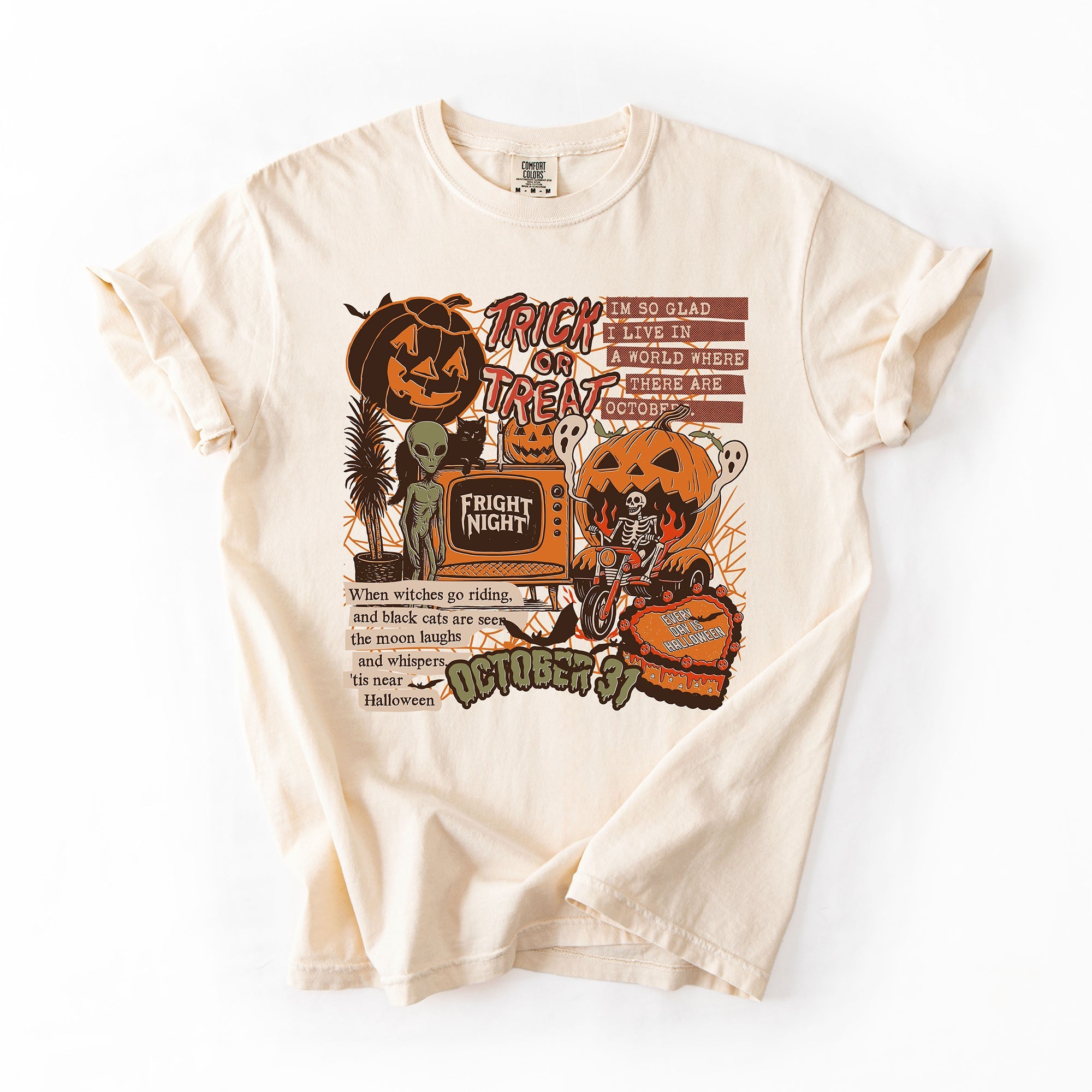 Retro Trick Or Treat Creep Halloween Spooky Vintage Inspired Classic Nostalgia Comfort Colors Tee