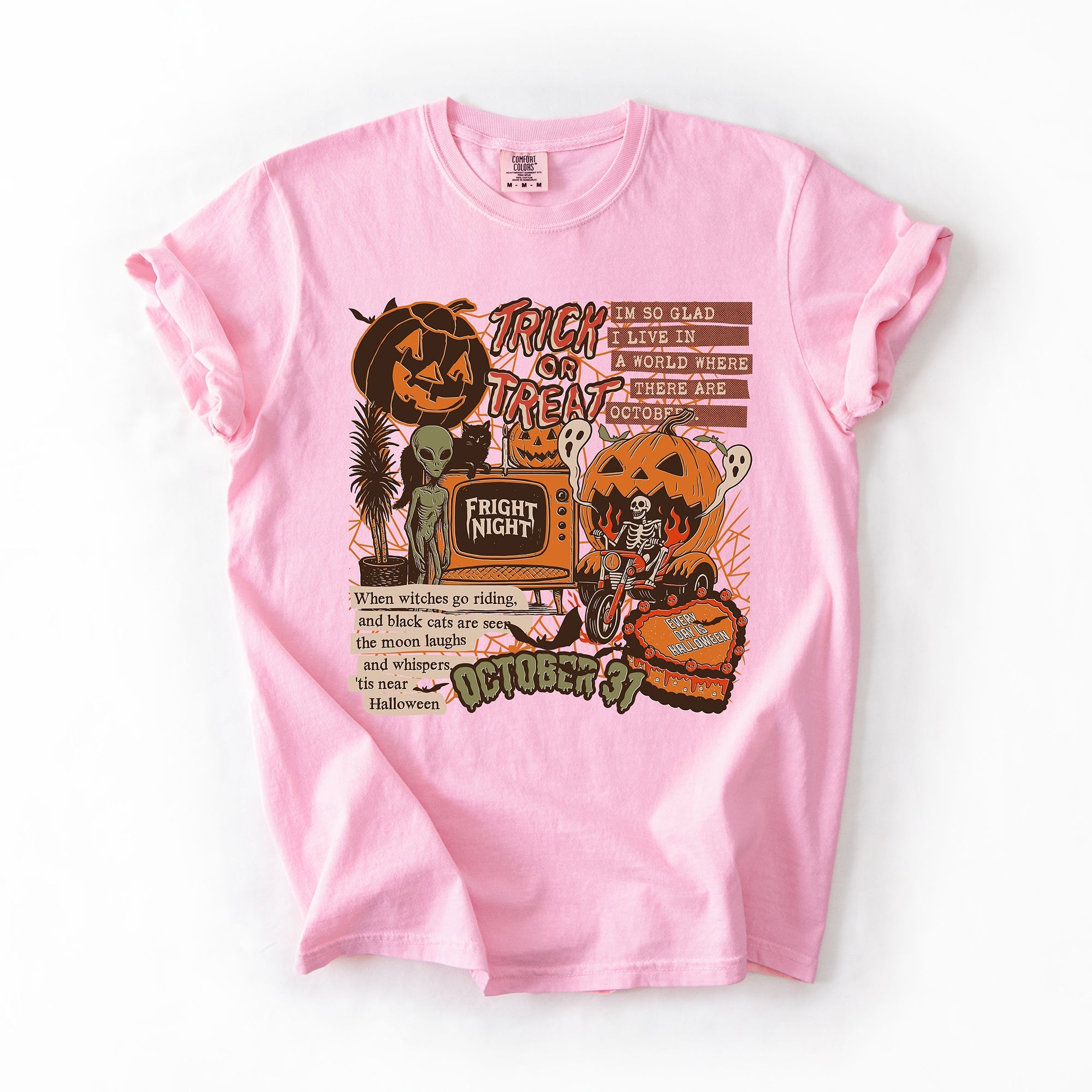 Retro Trick Or Treat Creep Halloween Spooky Vintage Inspired Classic Nostalgia Comfort Colors Tee