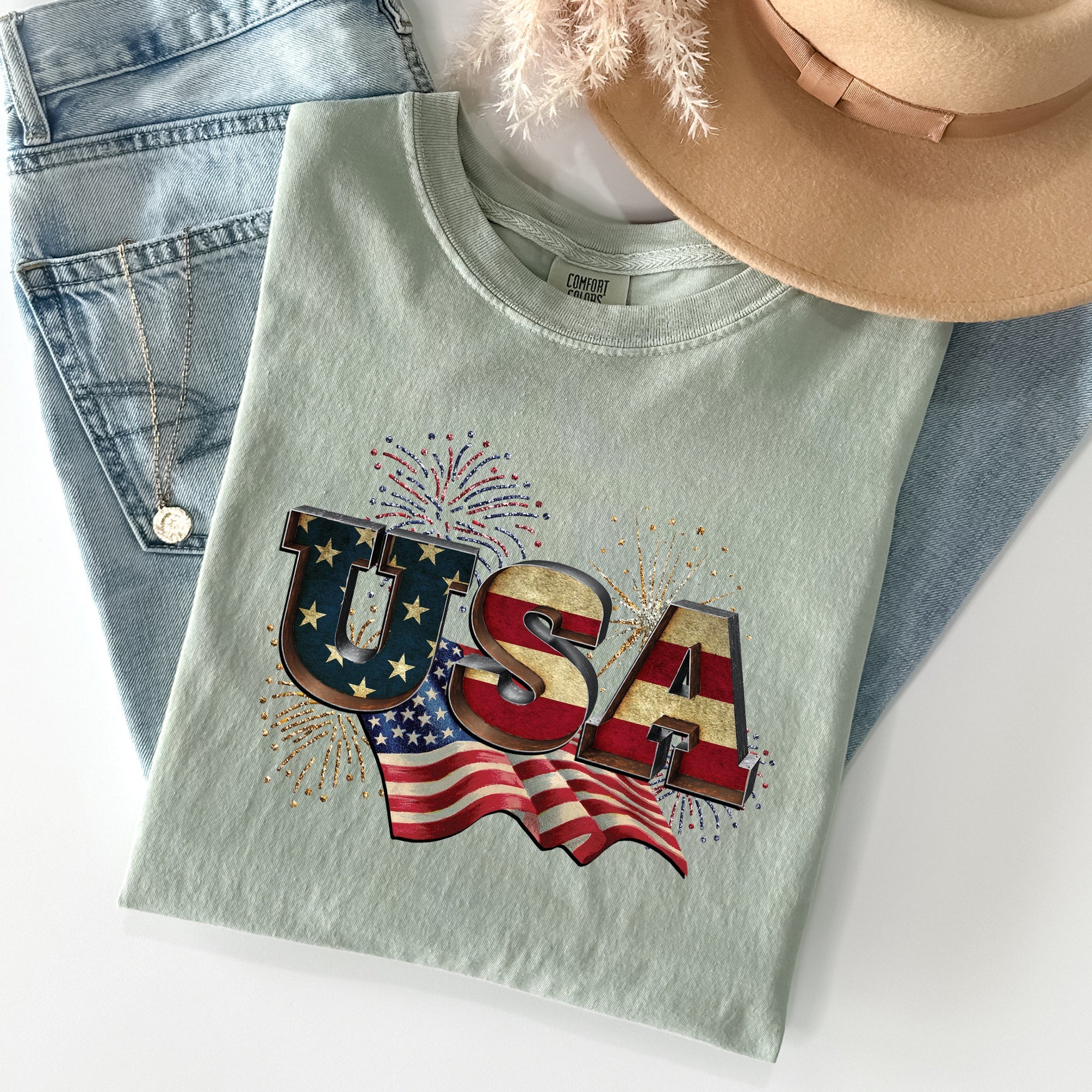 Retro USA Patriotic 4th of July Vintage Flag Edition Exclusive Graphic Comfort Colors Tee