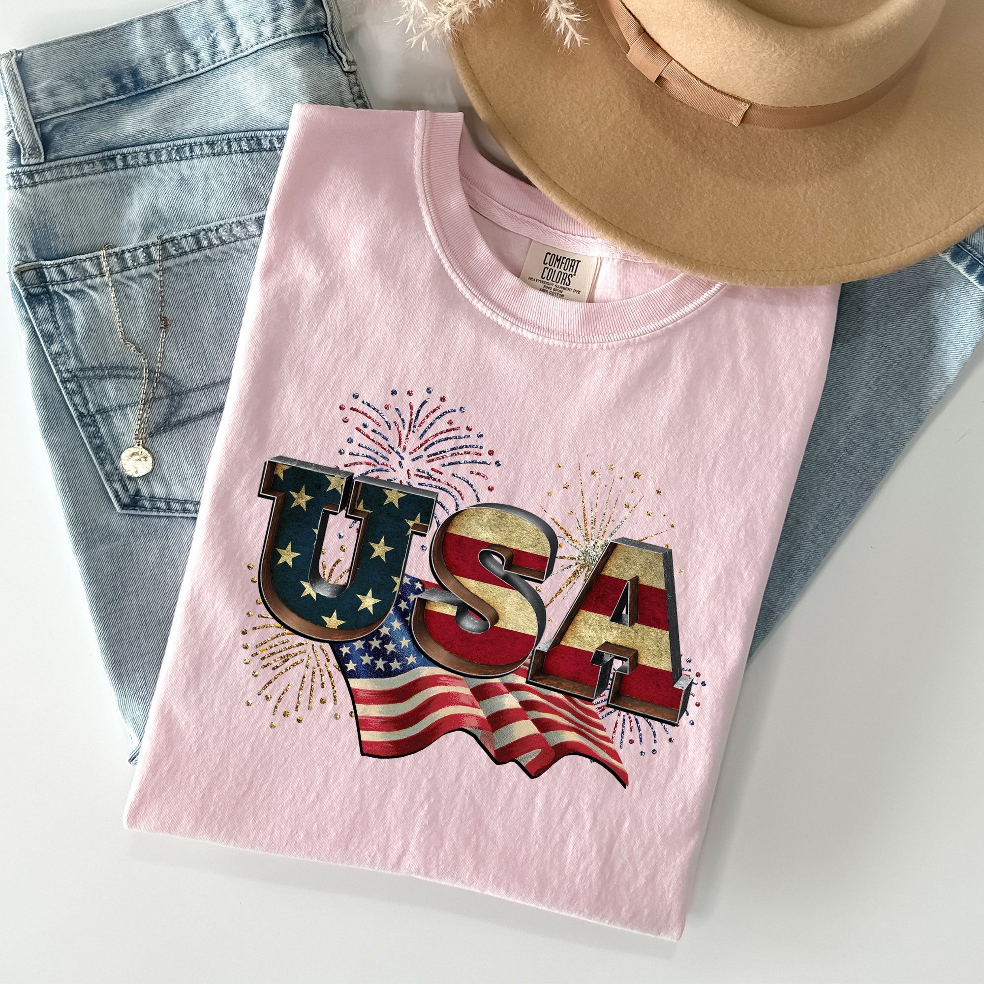 Retro USA Patriotic 4th of July Vintage Flag Edition Exclusive Graphic Comfort Colors Tee