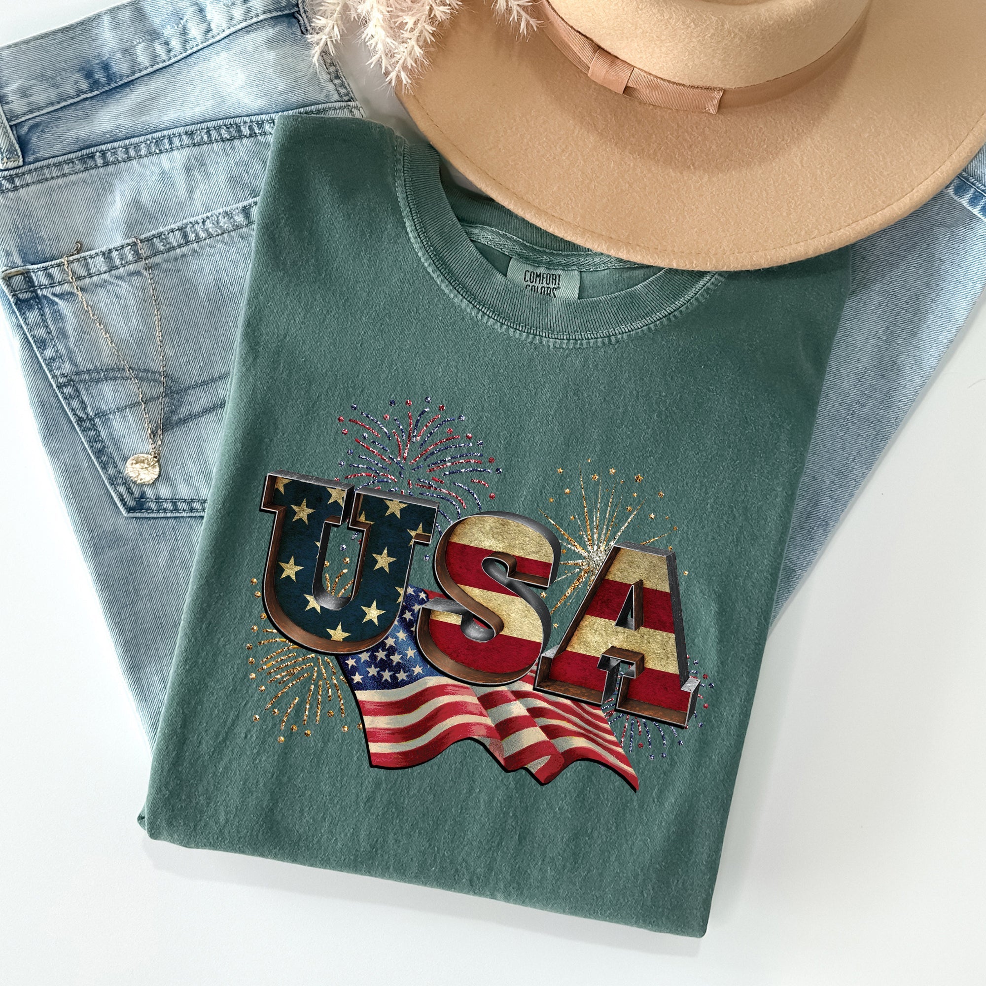 Retro USA Patriotic 4th of July Vintage Flag Edition Exclusive Graphic Comfort Colors Tee