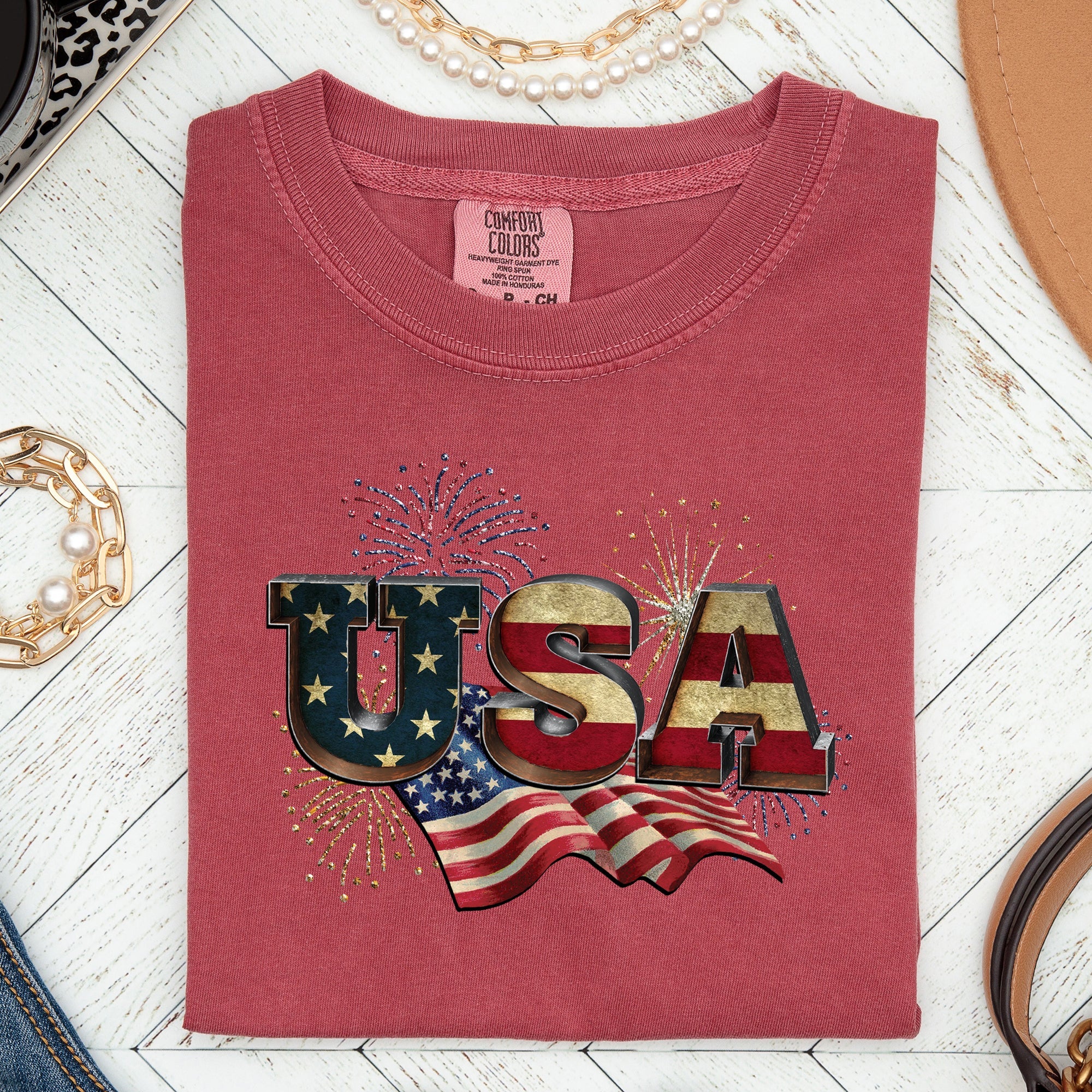 Retro USA Patriotic 4th of July Vintage Flag Edition Exclusive Graphic Comfort Colors Tee