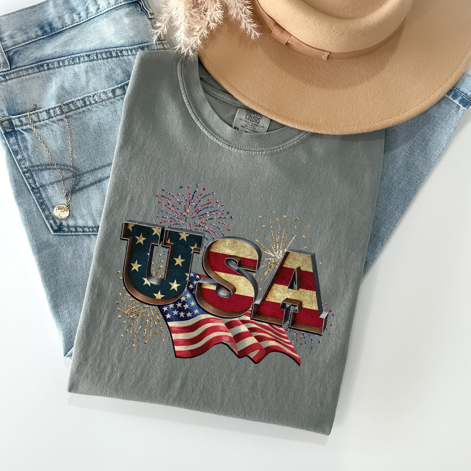 Retro USA Patriotic 4th of July Vintage Flag Edition Exclusive Graphic Comfort Colors Tee