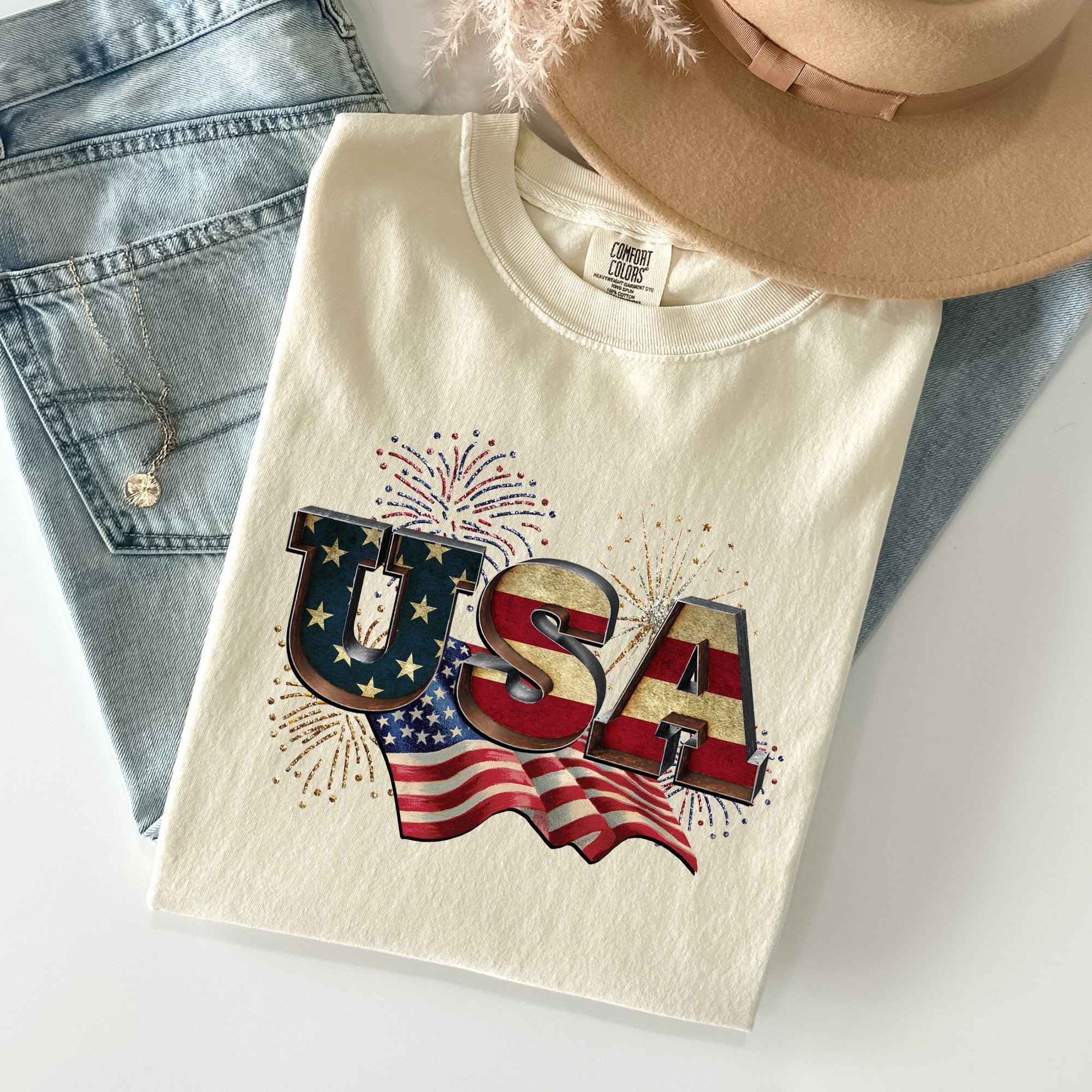 Retro USA Patriotic 4th of July Vintage Flag Edition Exclusive Graphic Comfort Colors Tee