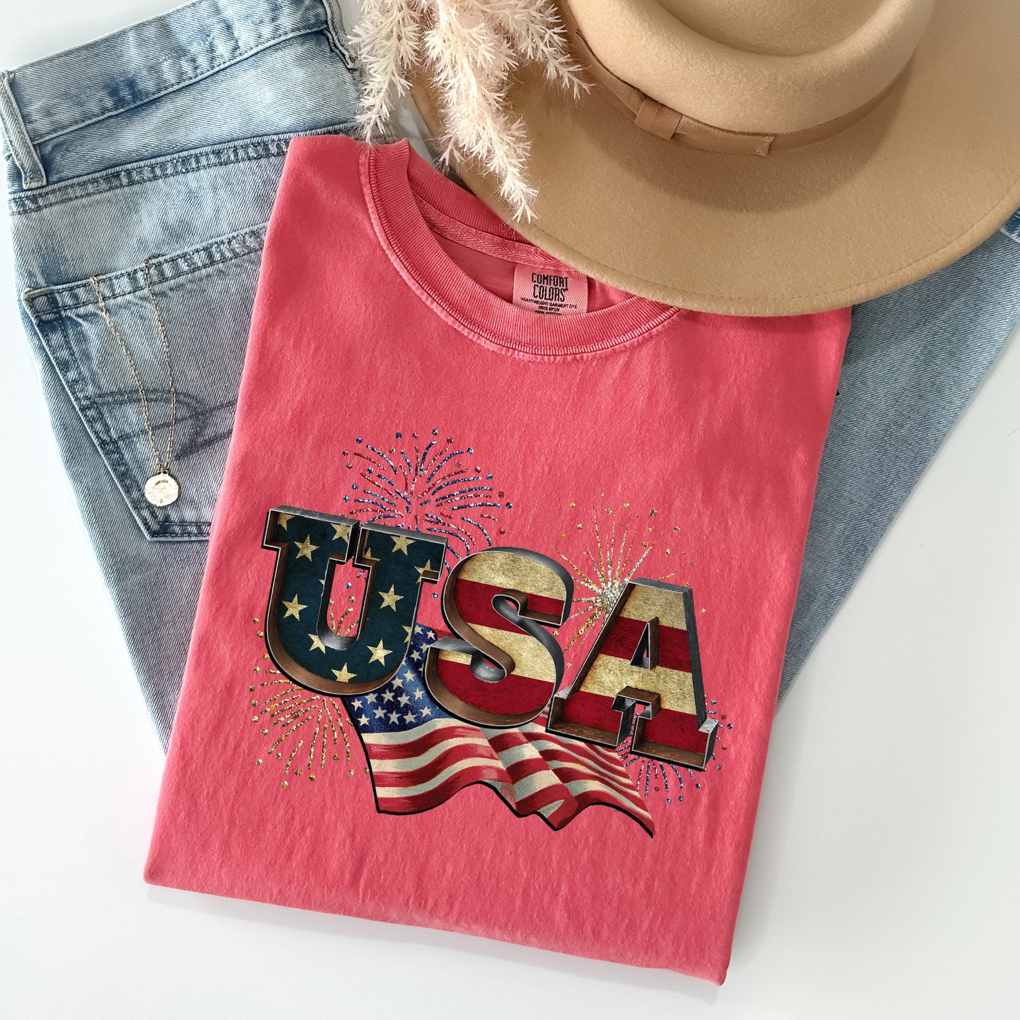 Retro USA Patriotic 4th of July Vintage Flag Edition Exclusive Graphic Comfort Colors Tee