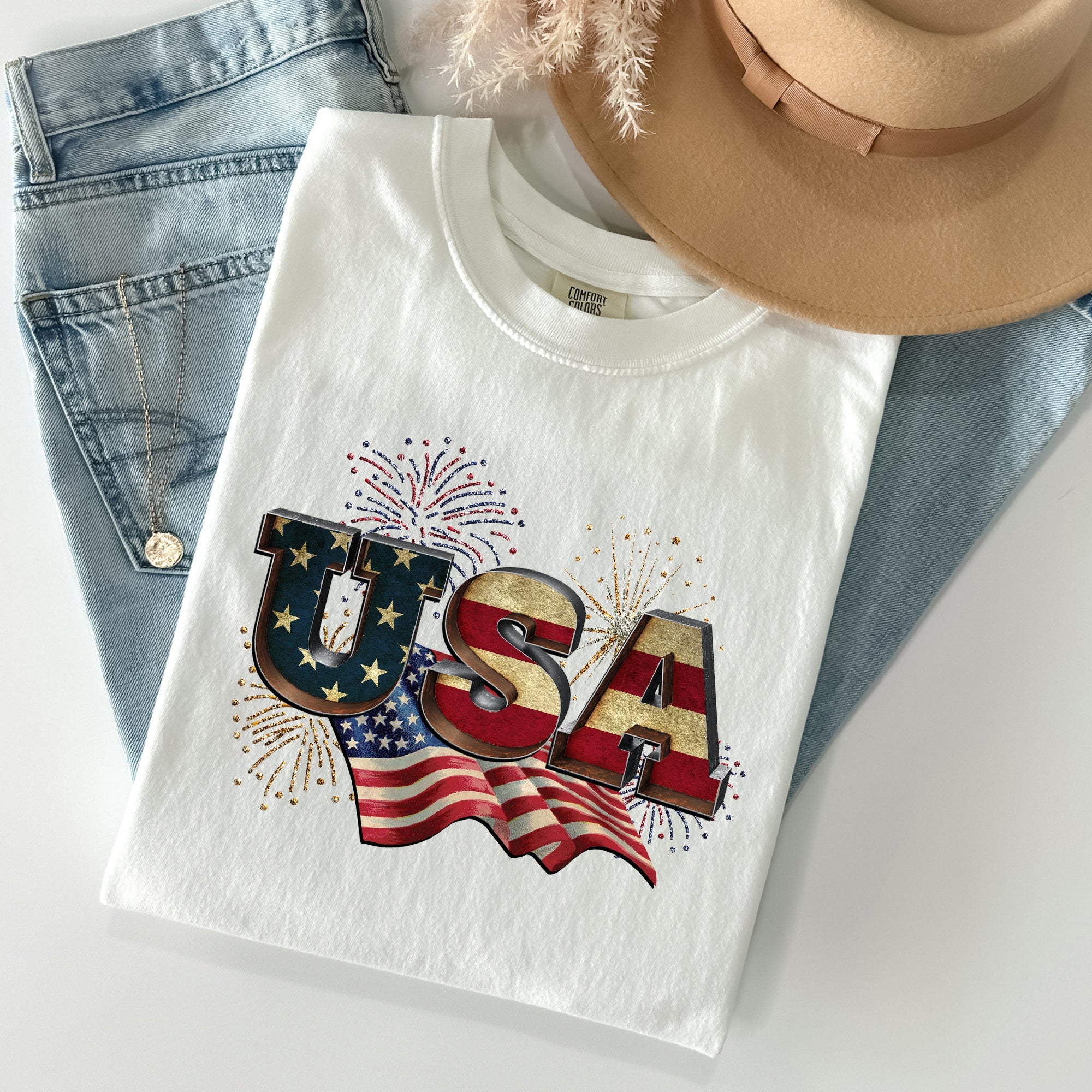 Retro USA Patriotic 4th of July Vintage Flag Edition Exclusive Graphic Comfort Colors Tee