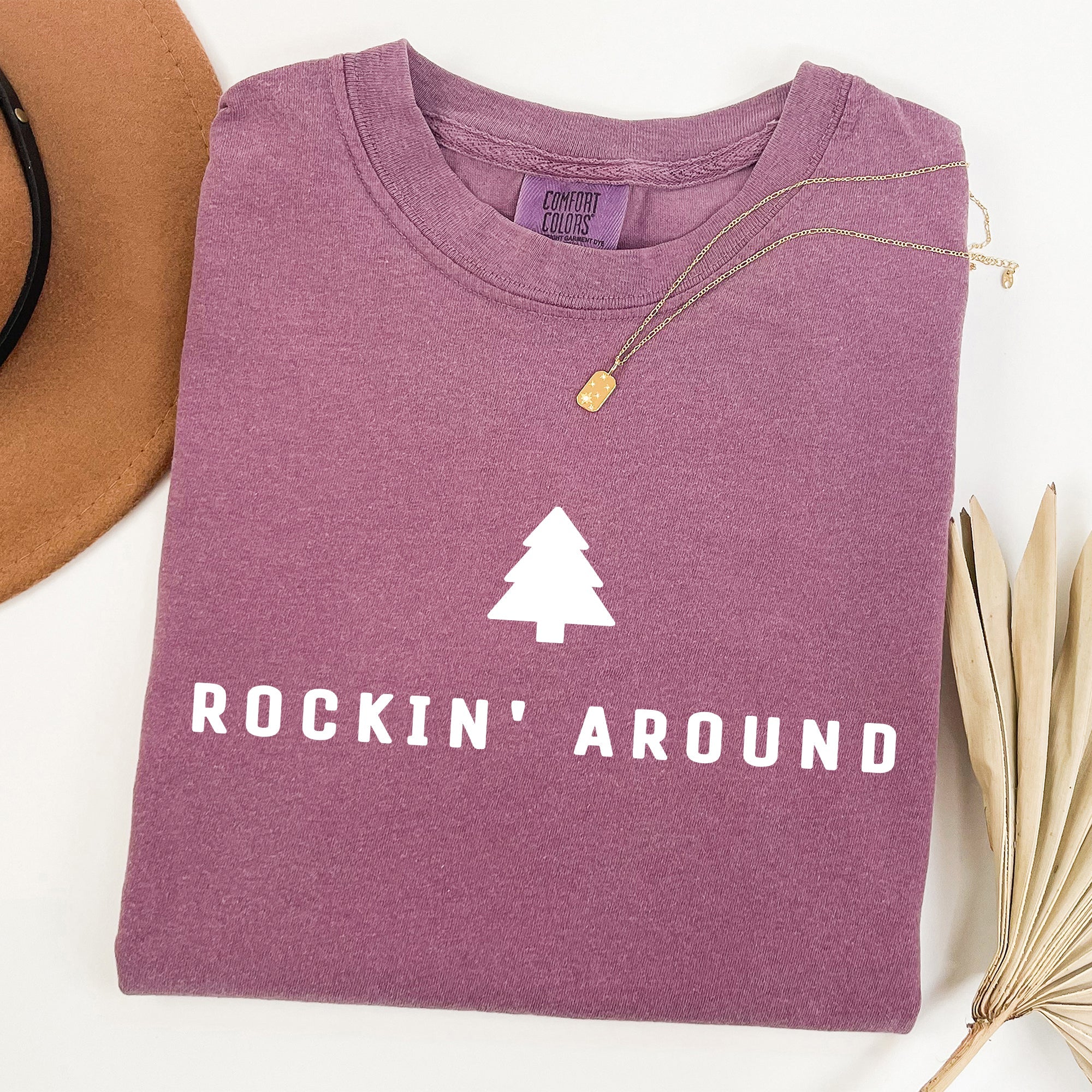 Rockin Around Minimalist Christmas Winter Santa Xmas Holiday Edition Classic Vintage Style Comfort Colors Tee