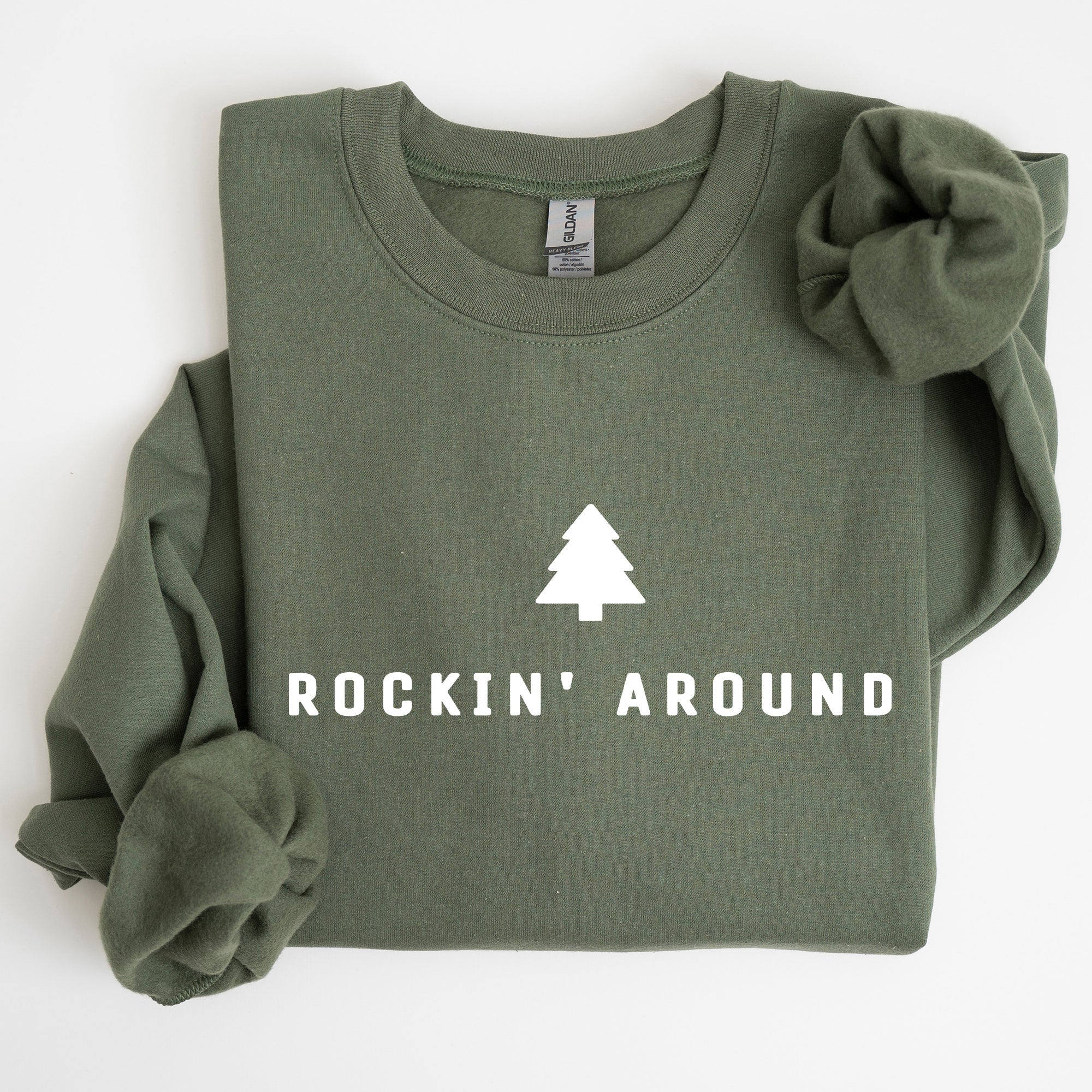 Rockin Around Minimalist Christmas Winter Santa Xmas Holiday Edition Cozy Sweatshirt