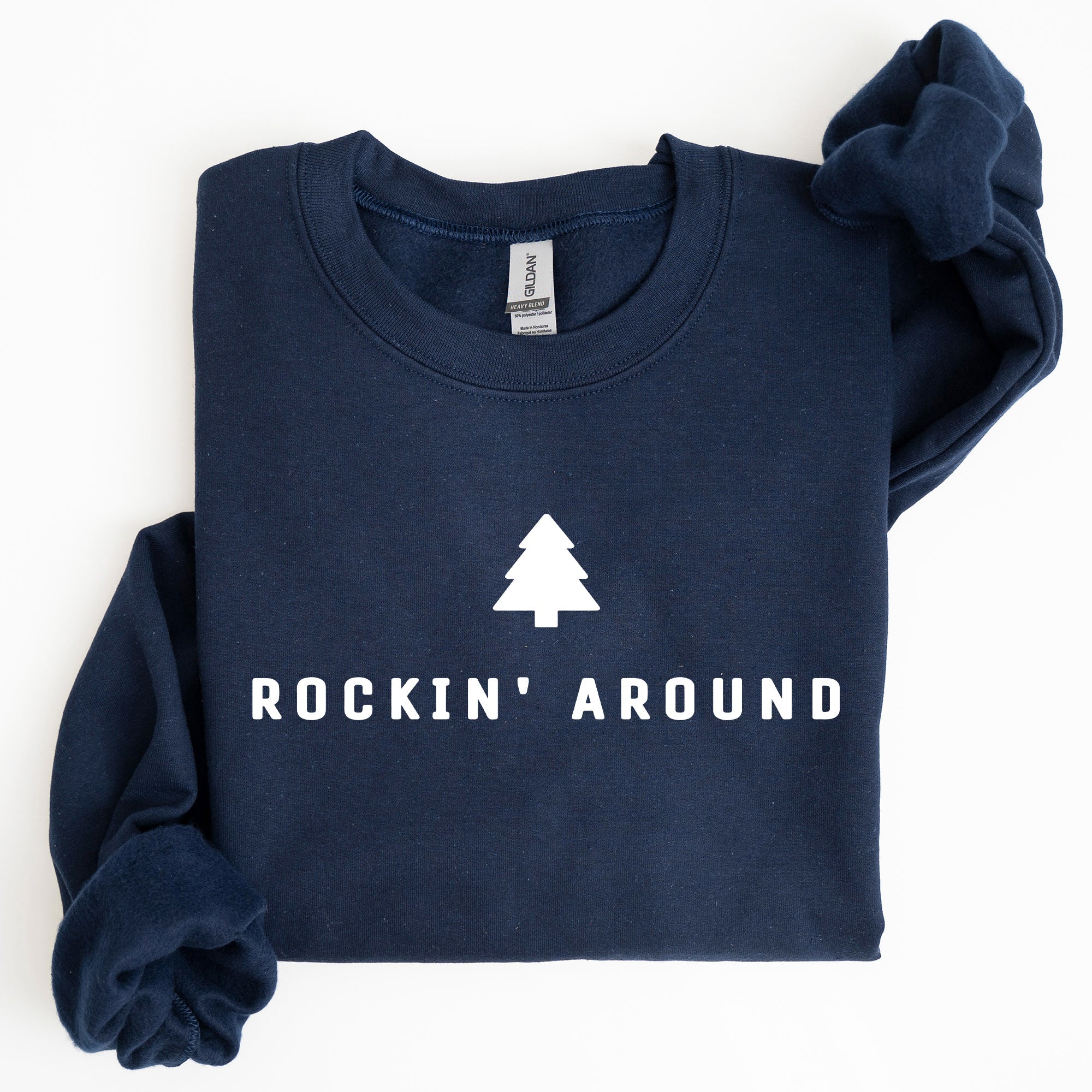 Rockin Around Minimalist Christmas Winter Santa Xmas Holiday Edition Cozy Sweatshirt