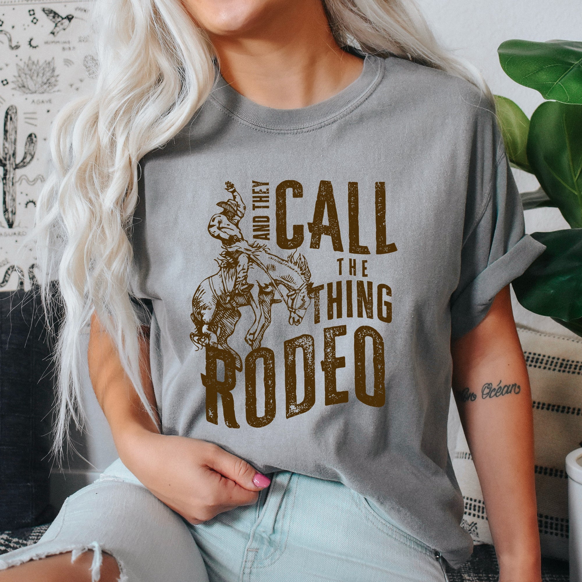 Rodeo Rider Bronco Bull Horse Cowboy Cowgirl Western Rodeo Attire Comfort Colors Tee