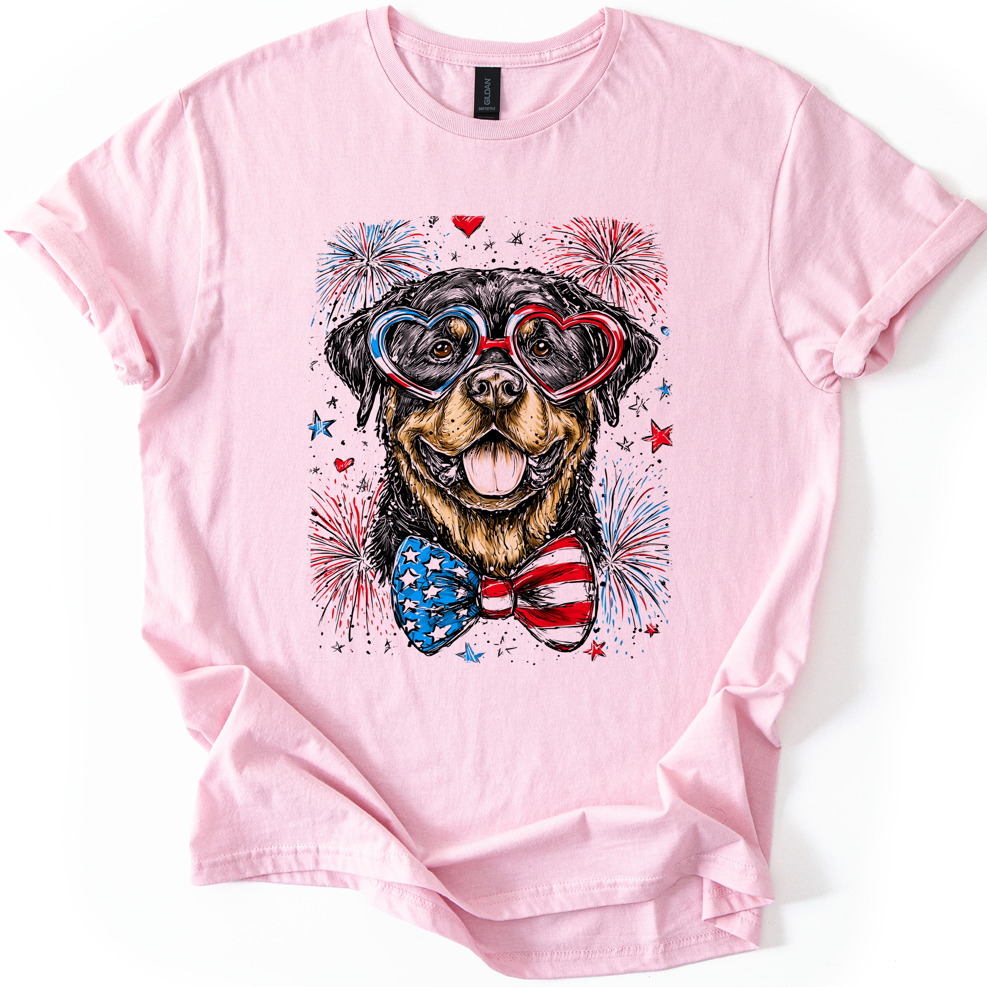 Rottweiler Patriotic Dog USA Pride Fourth Of July Loyal Companion Patriotism Signature For Pet Lovers Graphic Tee