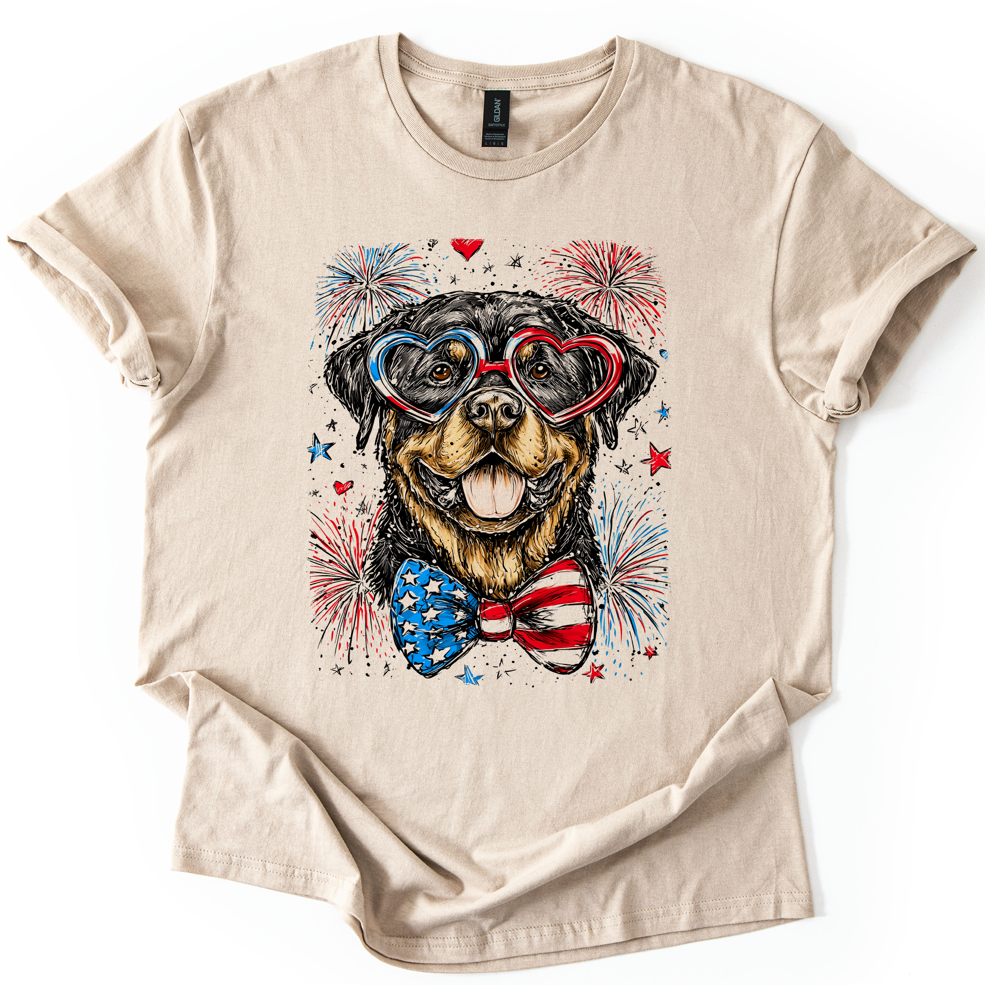 Rottweiler Patriotic Dog USA Pride Fourth Of July Loyal Companion Patriotism Signature For Pet Lovers Graphic Tee