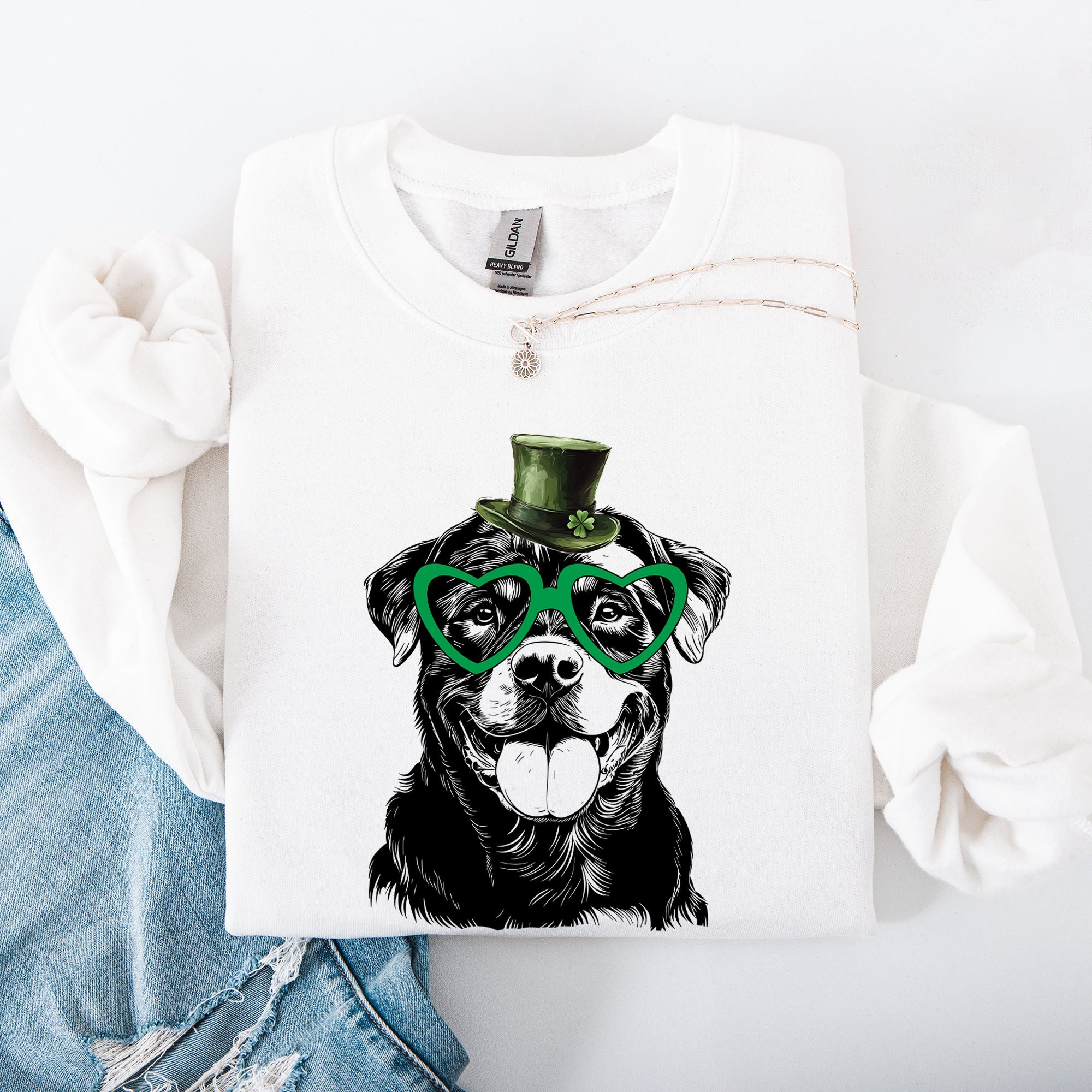 Rottweiler Adorable Dog St Patrick's Day Lucky Irish Shamrock Spirit Celebration Sweatshirt
