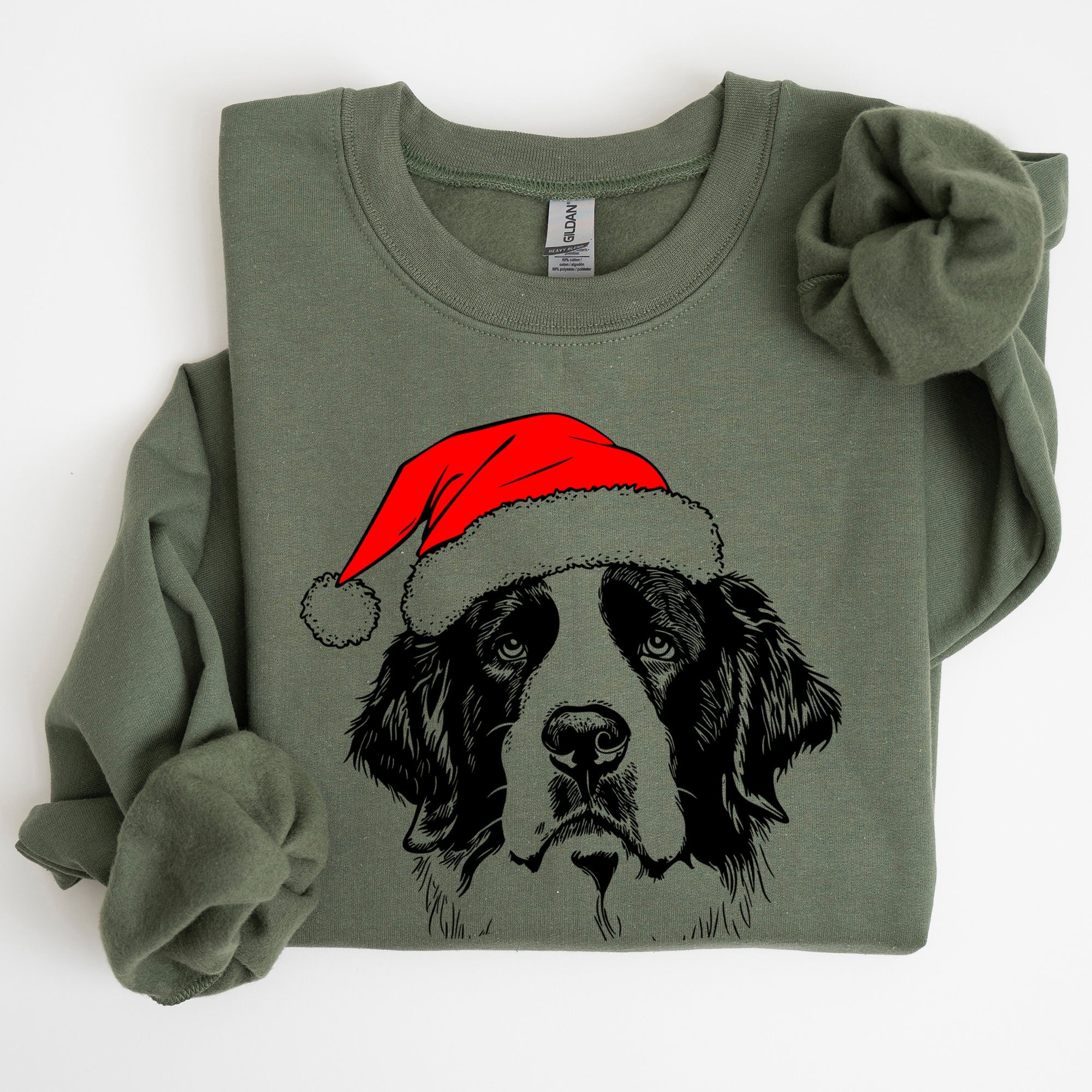 Saint Bernard Santa Christmas Paws Dog Lover Holiday Spirit Cozy Seasonal Sweatshirt