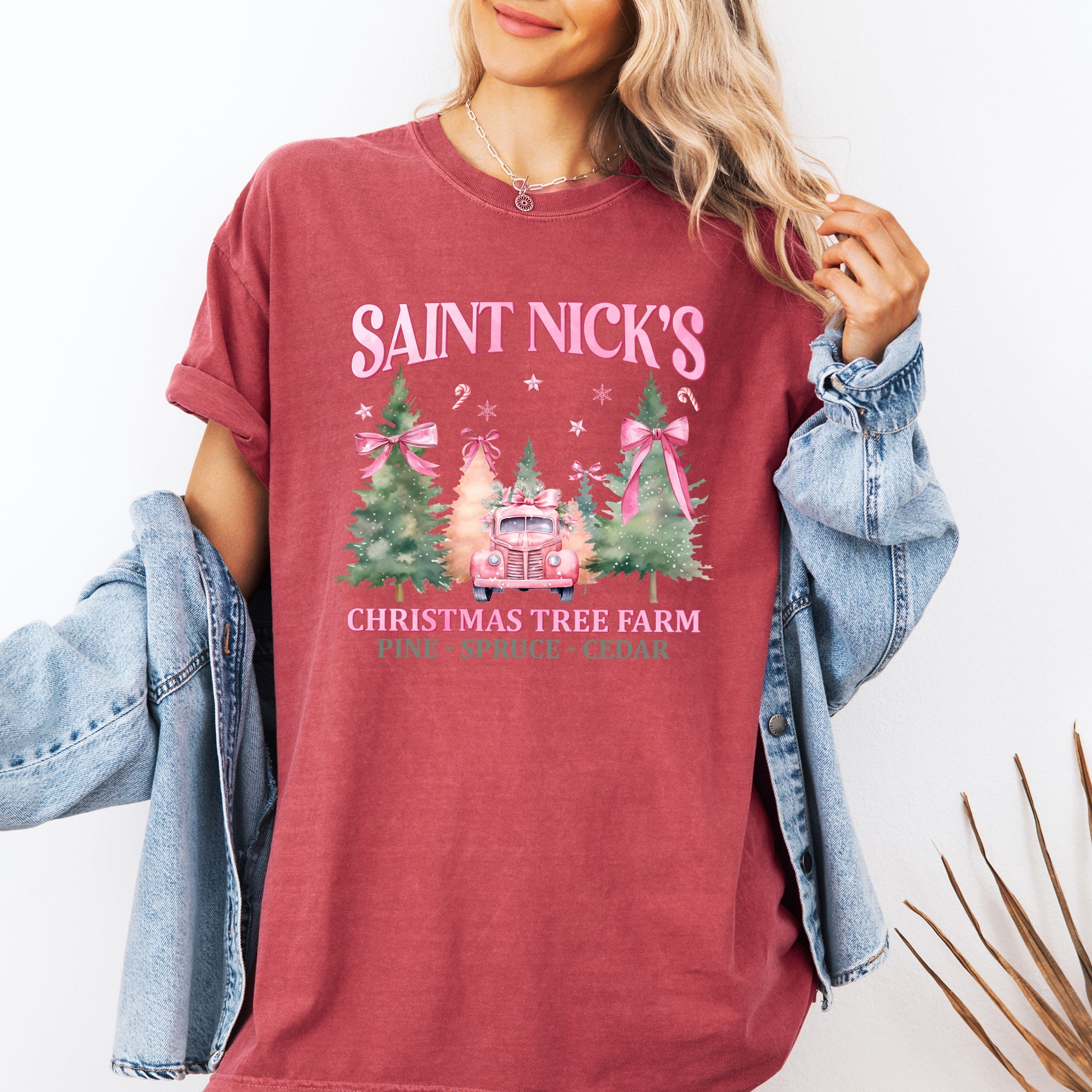 Saint Nick's Christmas Tree Farm Retro Winter Santa Snow Xmas Vintage Edition Comfort Colors Tee