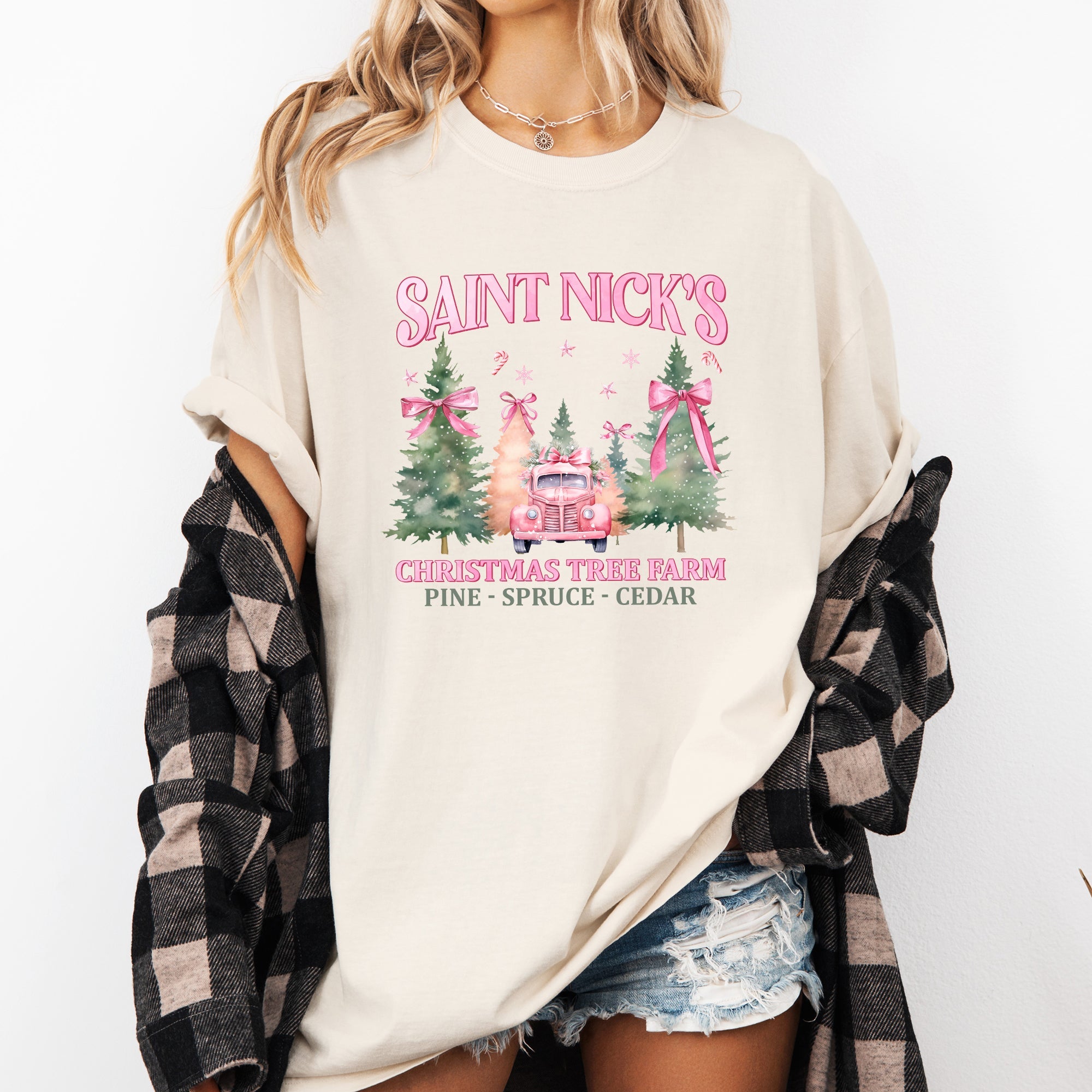 Saint Nick's Christmas Tree Farm Retro Winter Santa Snow Xmas Vintage Edition Comfort Colors Tee