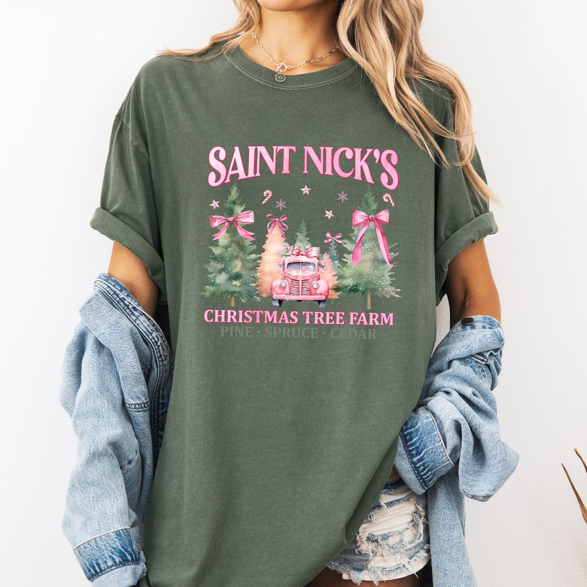 Saint Nick's Christmas Tree Farm Retro Winter Santa Snow Xmas Vintage Edition Comfort Colors Tee