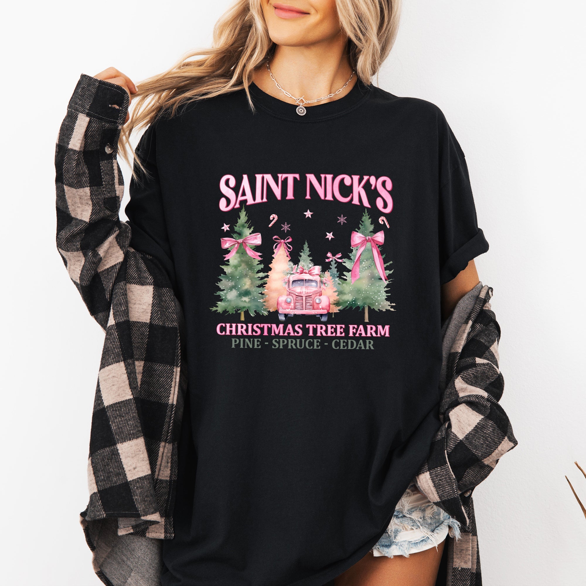 Saint Nick's Christmas Tree Farm Retro Winter Santa Snow Xmas Vintage Edition Comfort Colors Tee