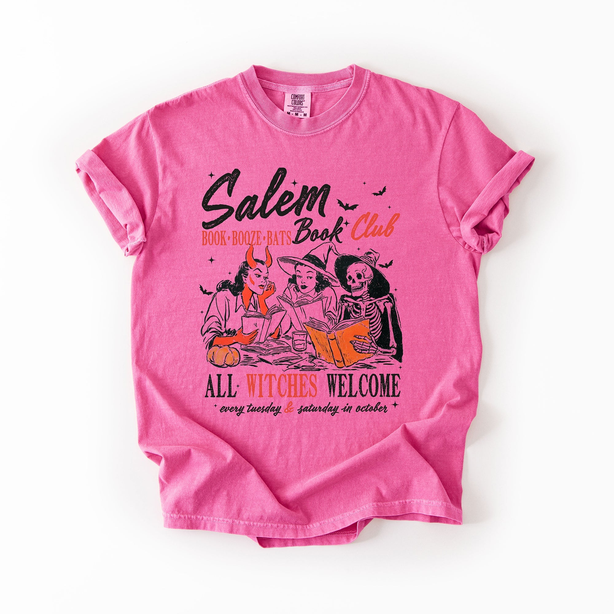 Salem Book Club All Witches Welcome Halloween Edition Cozy Book Lover Comfort Colors Tee