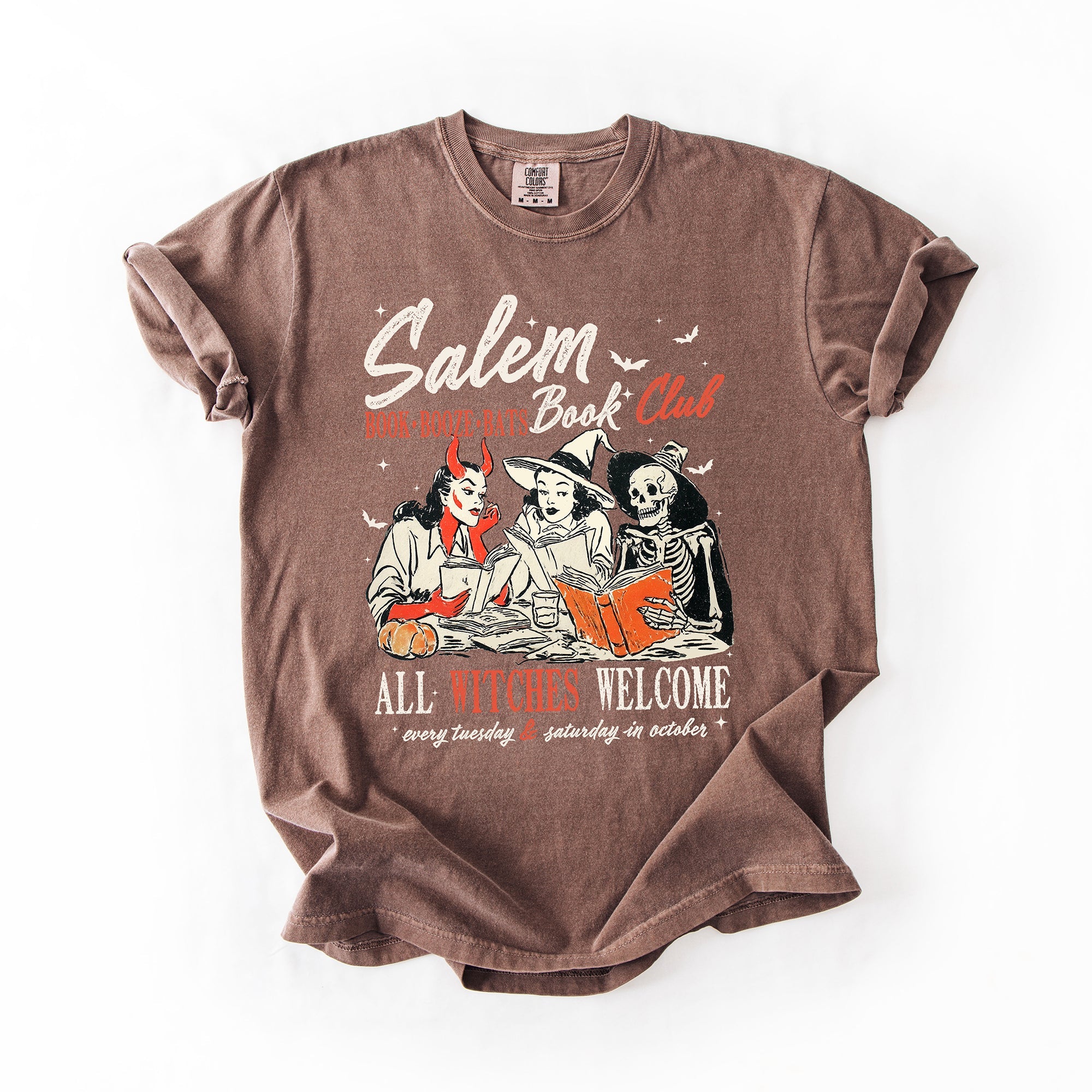 Salem Book Club All Witches Welcome Halloween Edition Cozy Book Lover Comfort Colors Tee
