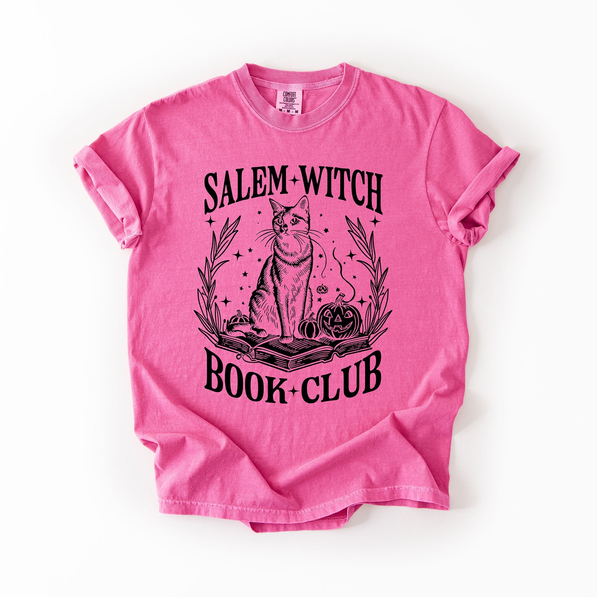 Salem Book Club Cat Retro Classic Vintage Halloween Reading Books Comfort Colors Tee