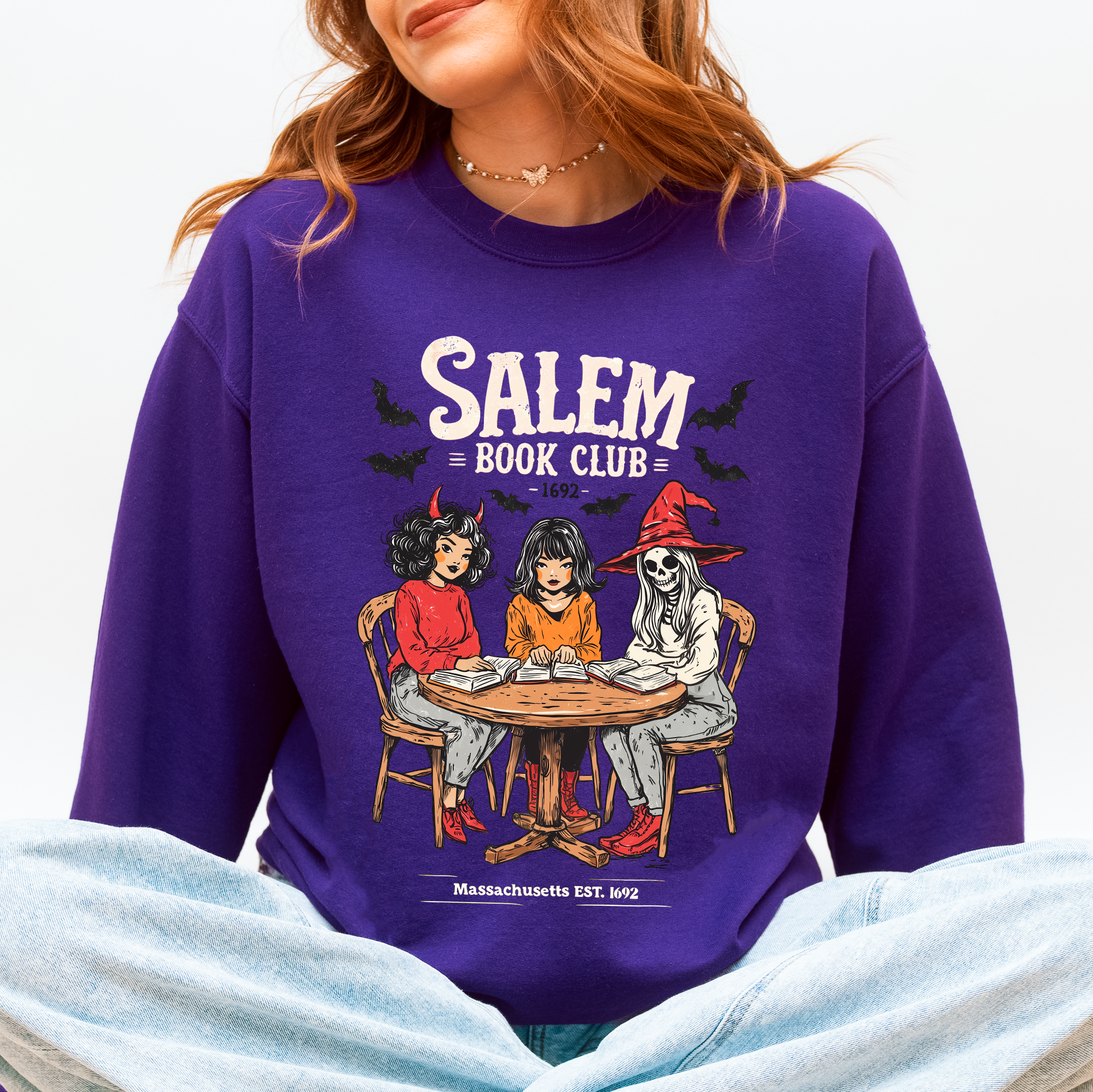 Salem Book Club Halloween Reading Library BookTok Inspired Vintage Cozy Sweatshirt