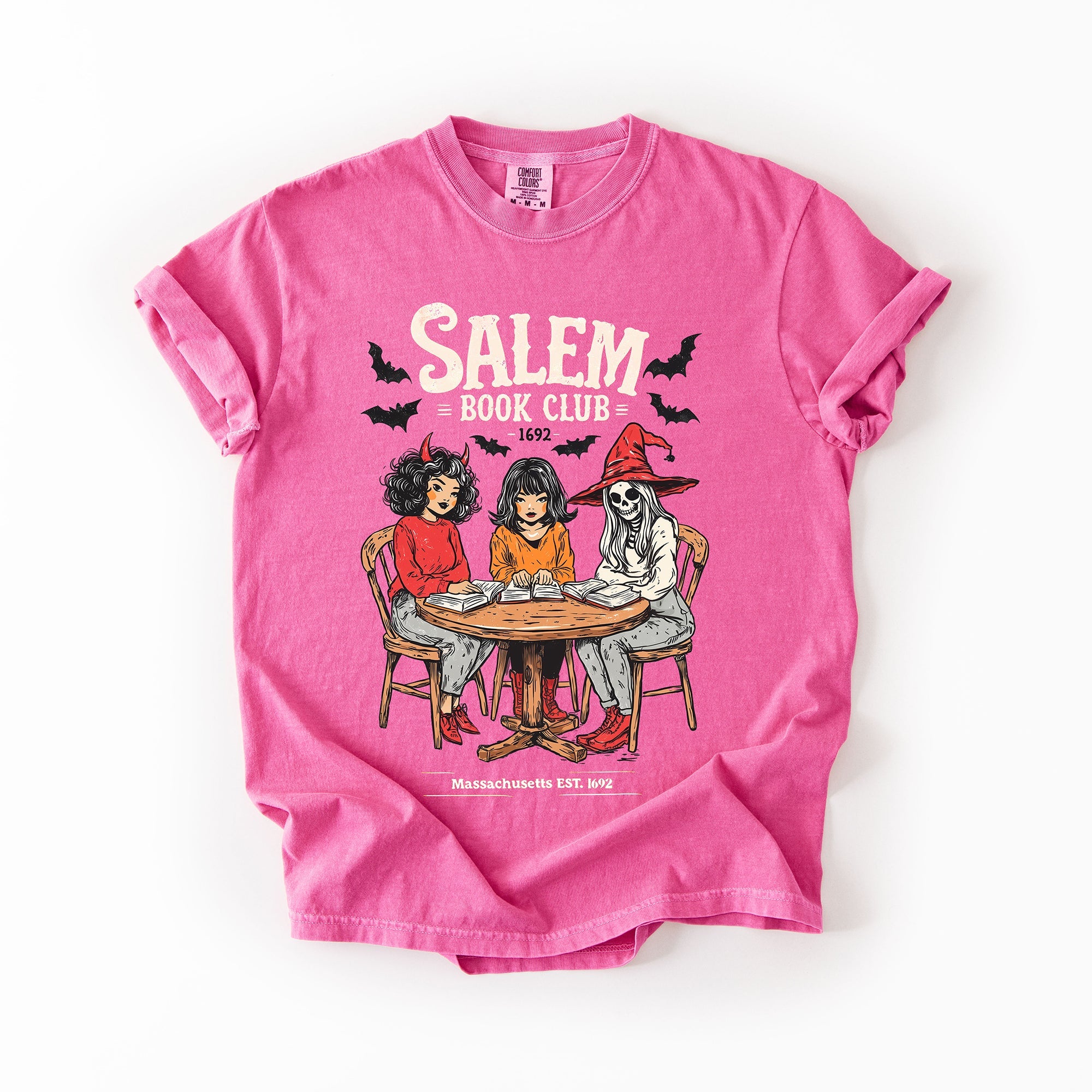 Salem Book Club Cat Retro Halloween Reading Library BookTok Edition Comfort Colors Tee