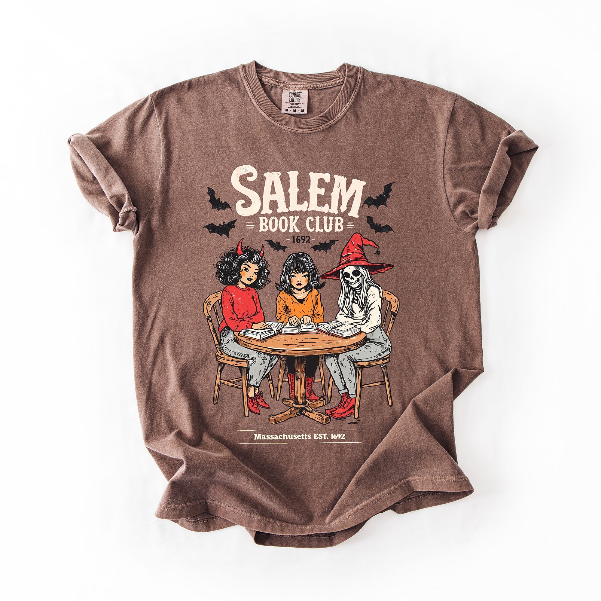 Salem Book Club Cat Retro Halloween Reading Library BookTok Edition Comfort Colors Tee
