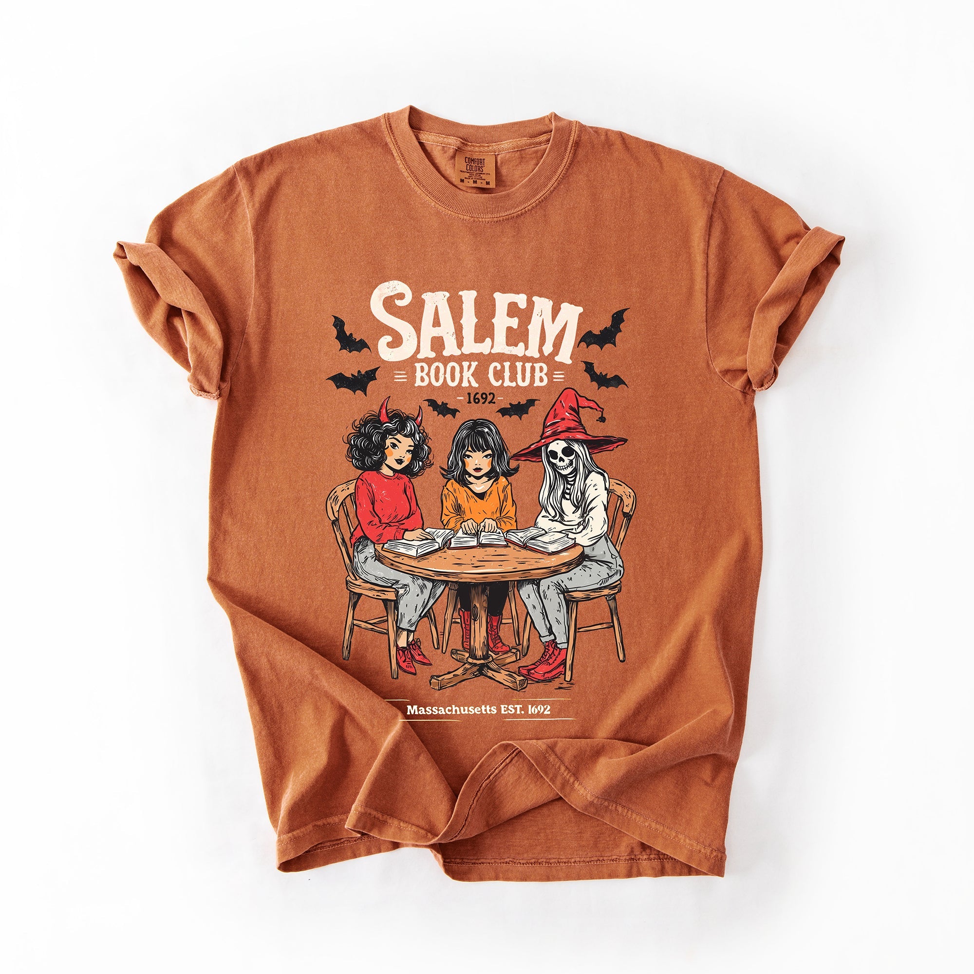 Salem Book Club Cat Retro Halloween Reading Library BookTok Edition Comfort Colors Tee